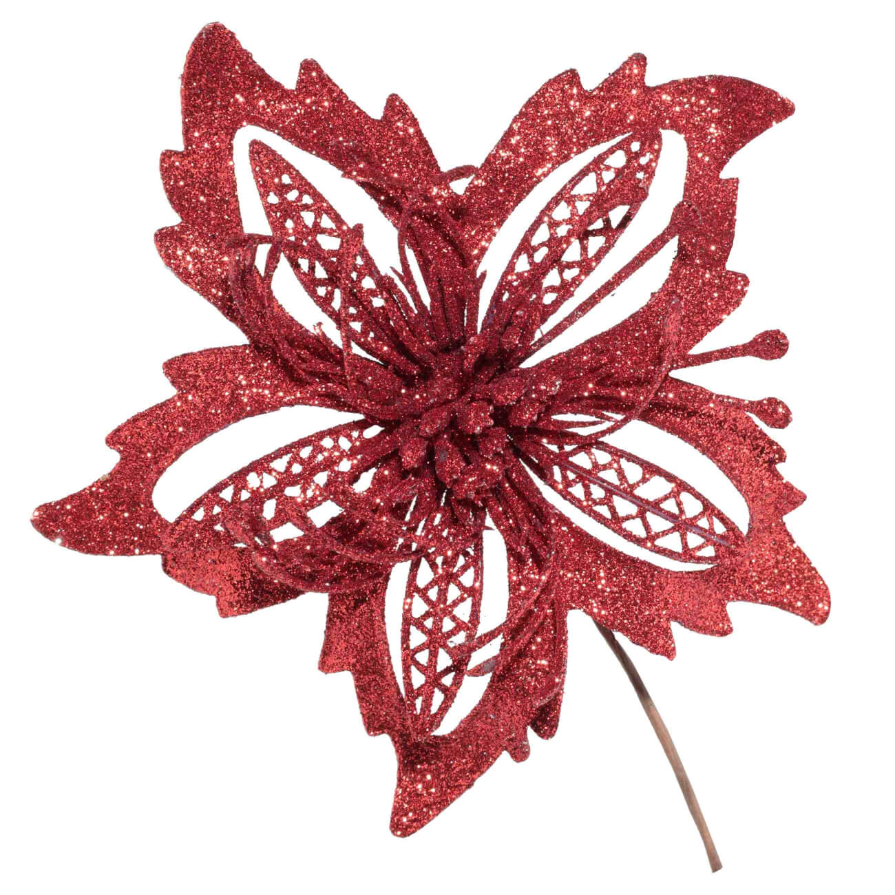 

Украшение декоративное, 18 см, пластик, красное, Пуансеттия, Flower decor