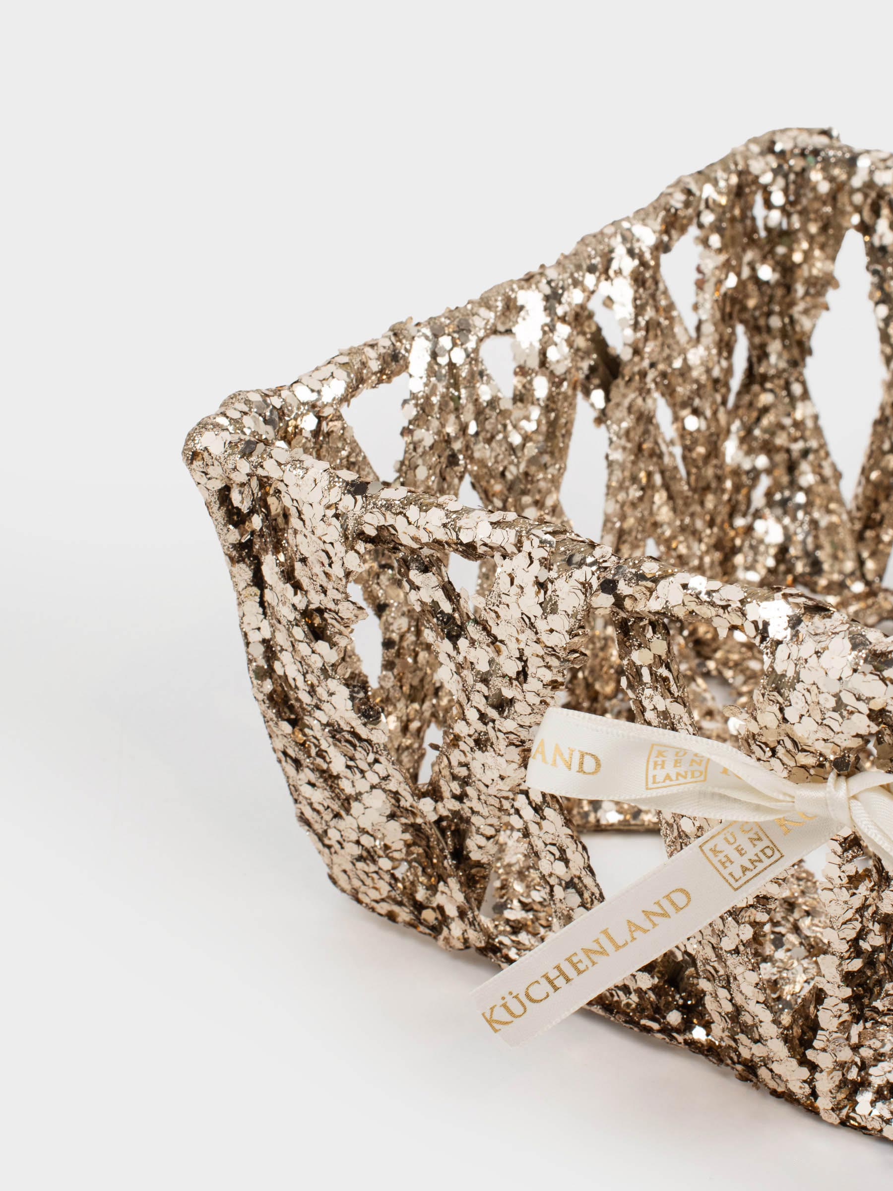 Корзина декоративная, 25х20 см, пластик/металл, прямоугольная, шампань, Frosty sparks, image-4