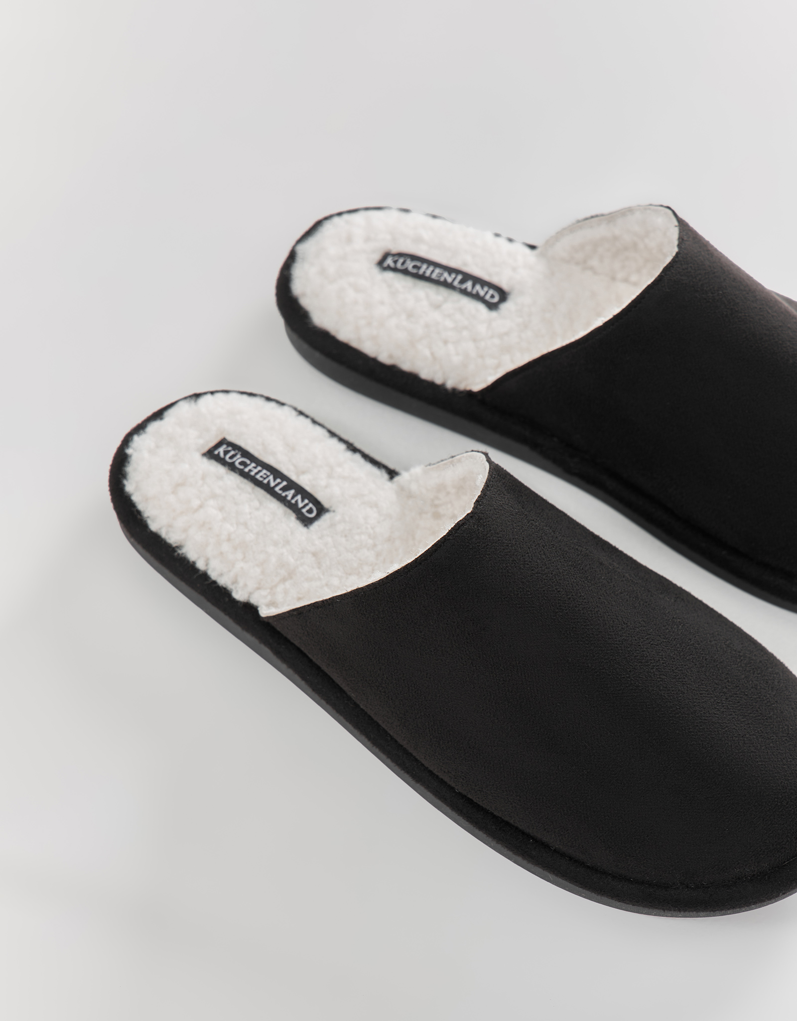 Тапочки мужские, домашние, вельвет/шерпа, черные, Statham, image-3