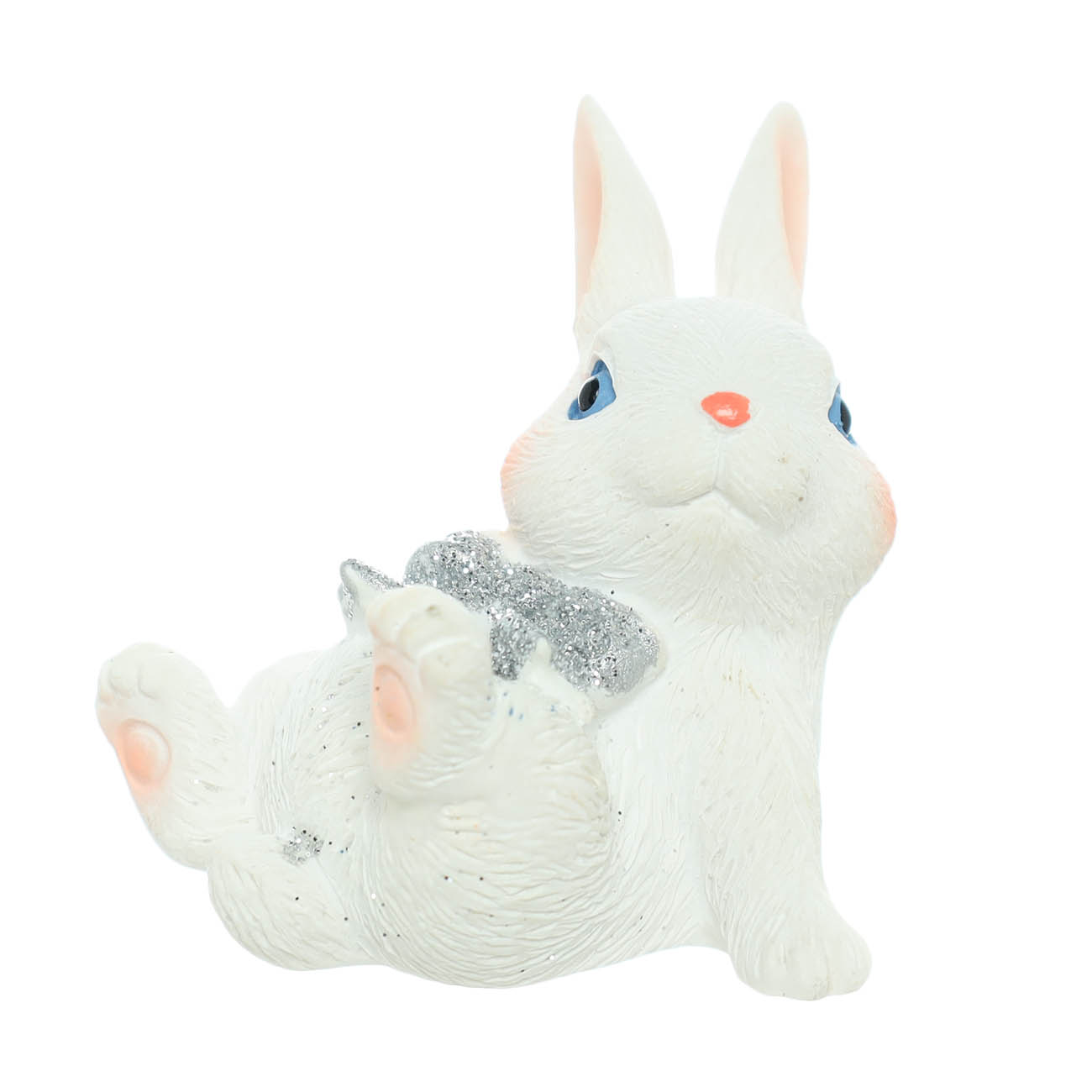 

Статуэтка, 8 см, полирезин, Белый кролик с серебристым бантом, Rabbit