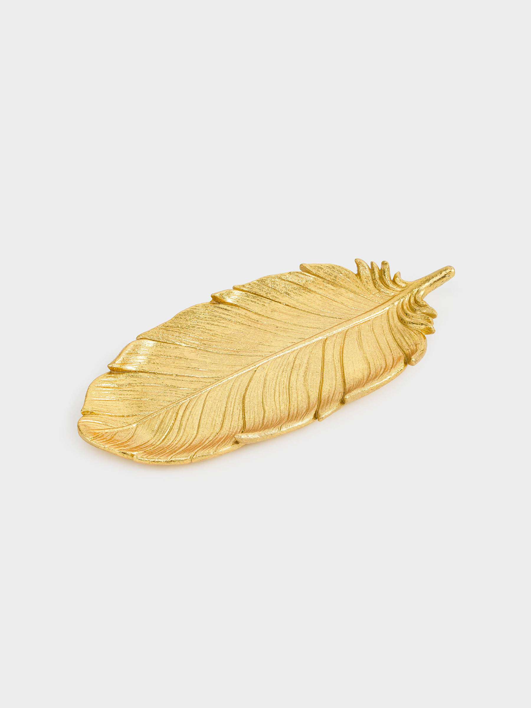 Блюдо декоративное, 25х11 см, полирезин, золотистое, Перо, Feather, image-0