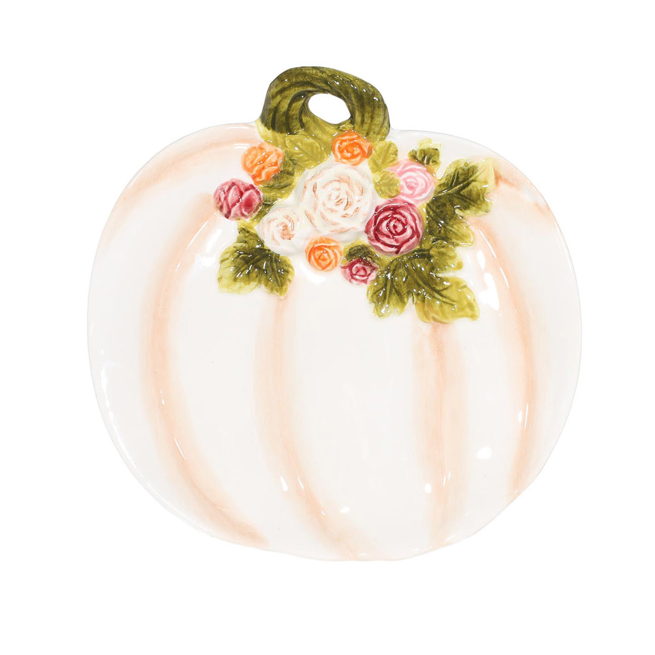 

Блюдо, 17 см, керамика, молочное, Тыква с розами, Pumpkin