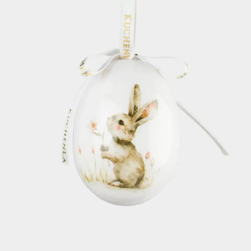 Подвеска, пасхальное яйцо, 6 см, пенопласт, Кролик с цветком, Easter