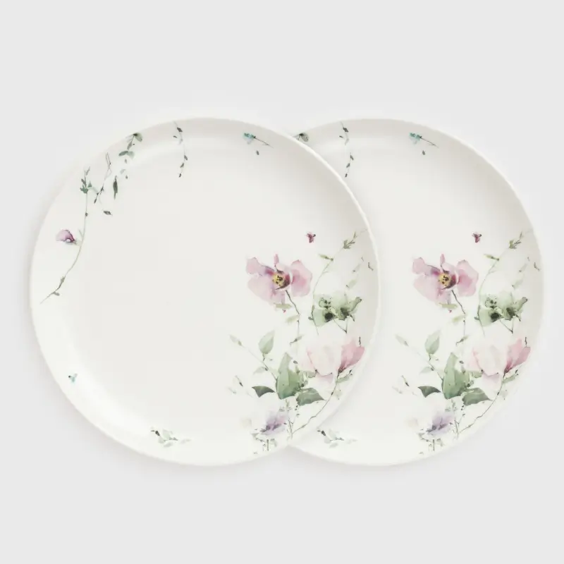 Тарелка закусочная, 21 см, 2 шт, фарфор N, белая, Сиреневые цветы, Floret ,image-0
