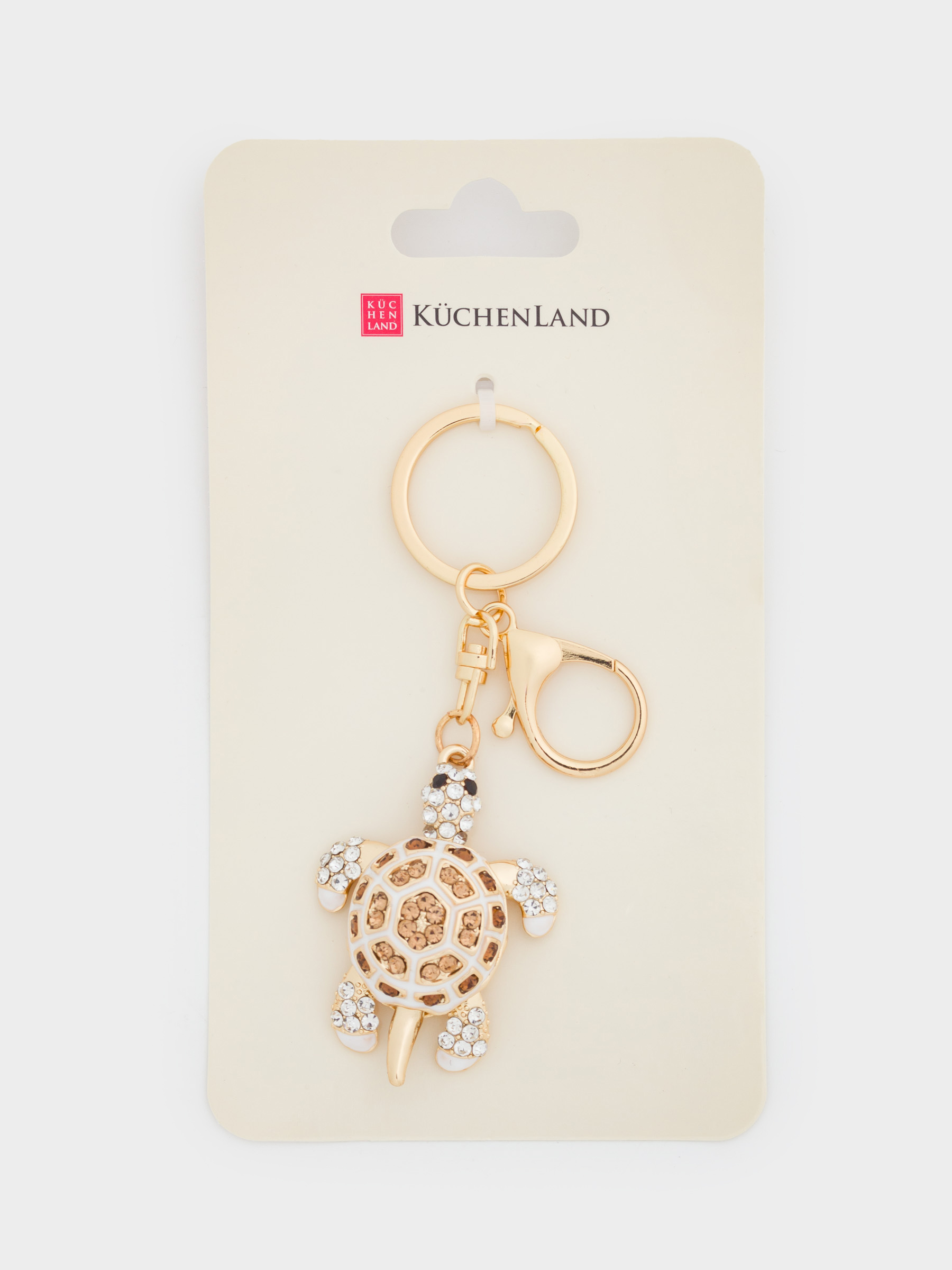 Брелок, 12 см, металл/стразы, золотистый, Черепаха, Keychain crystal, image-5