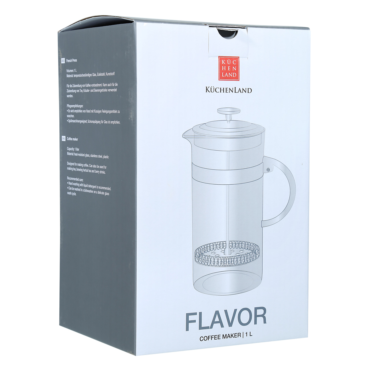 Френч-пресс, 1 л, стекло Б/сталь, Flavor, image-1