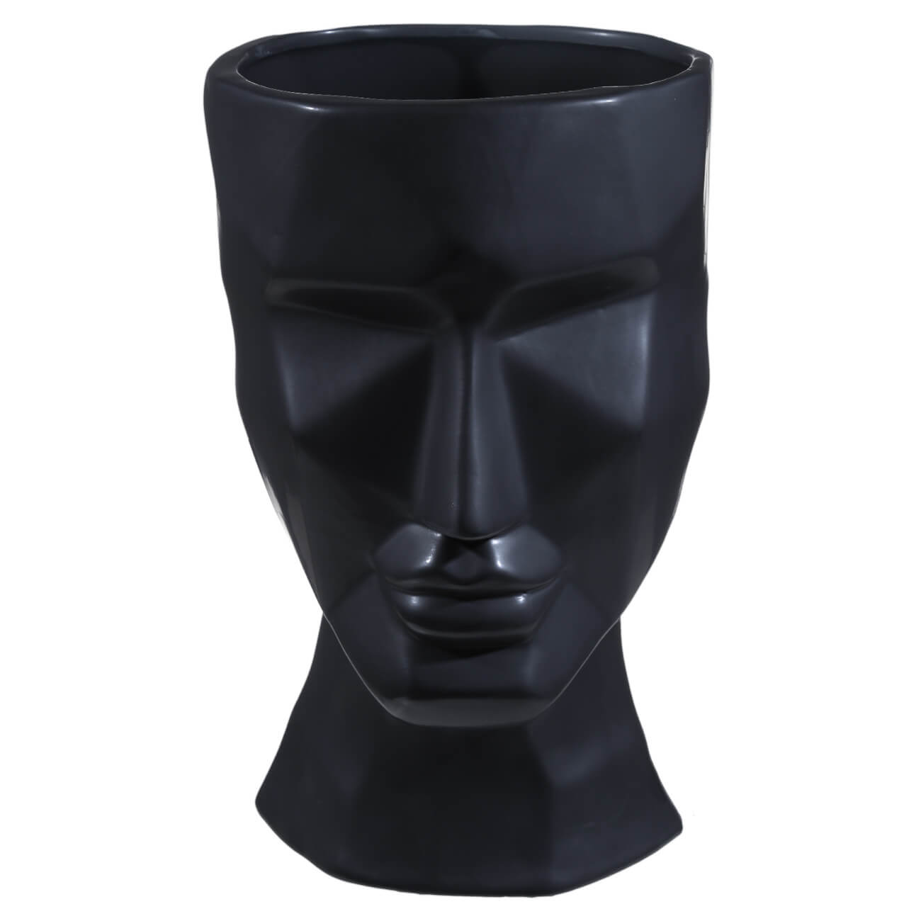 Ваза для цветов, 29 см, декоративная, керамика, черная, Графичное лицо, Face губка для обуви черная silver professional ps1001 01 ps3001 01 ps2001 01