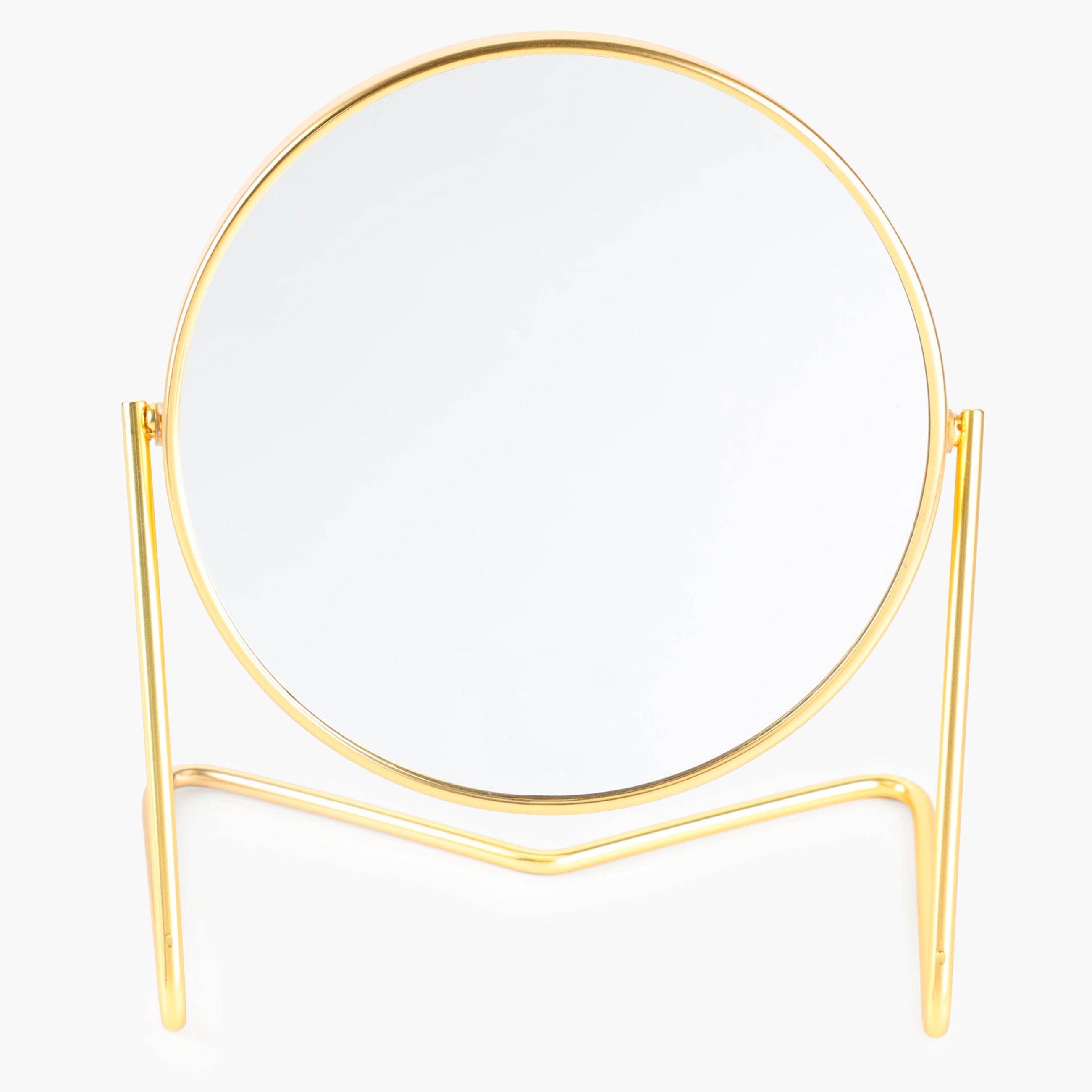 Зеркало настольное, 18 см, двустороннее, металл, круглое, золотистое, Trend изображение № 3
