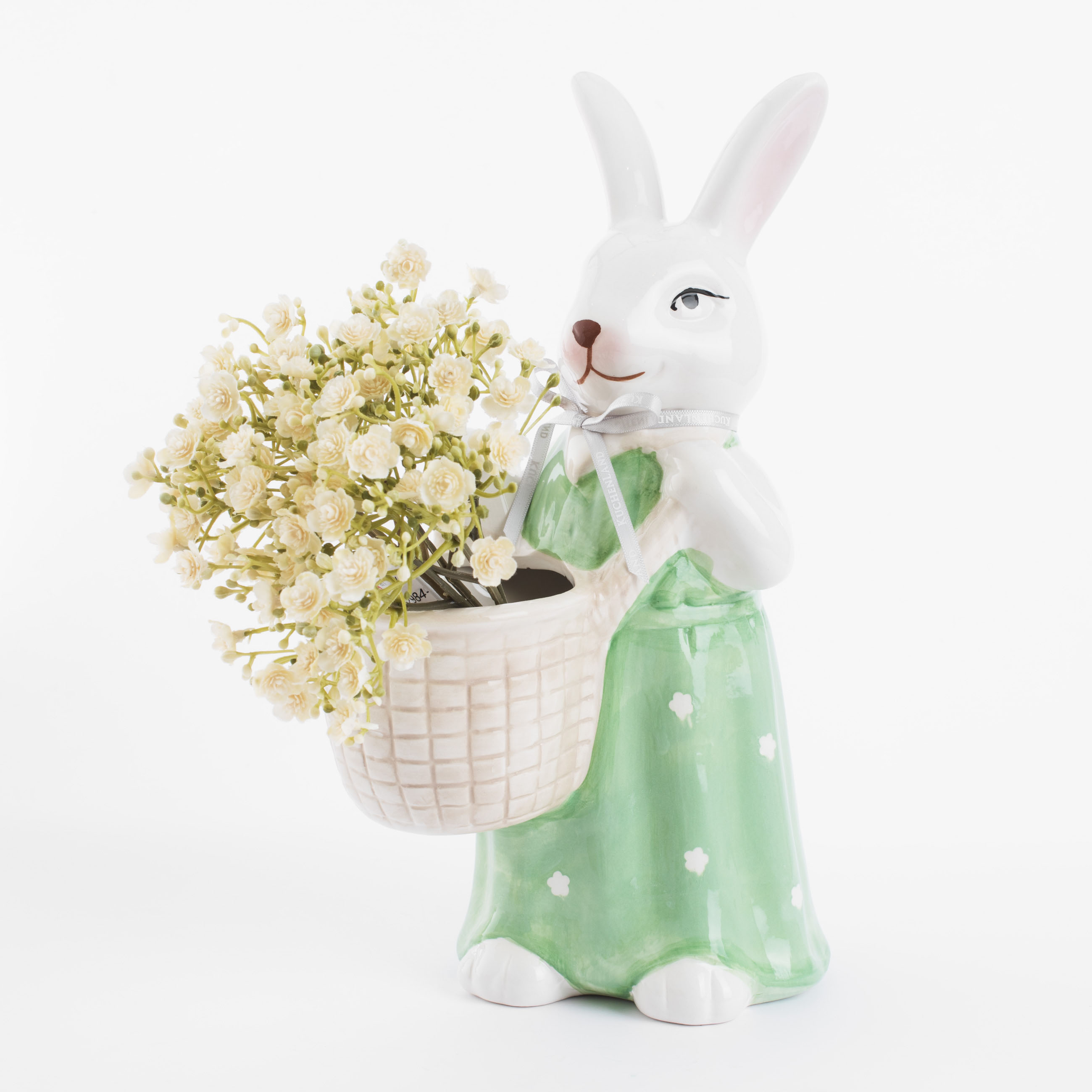 Ваза для цветов, 31 см, декоративная, керамика, Крольчиха с корзиной, Easter blooming