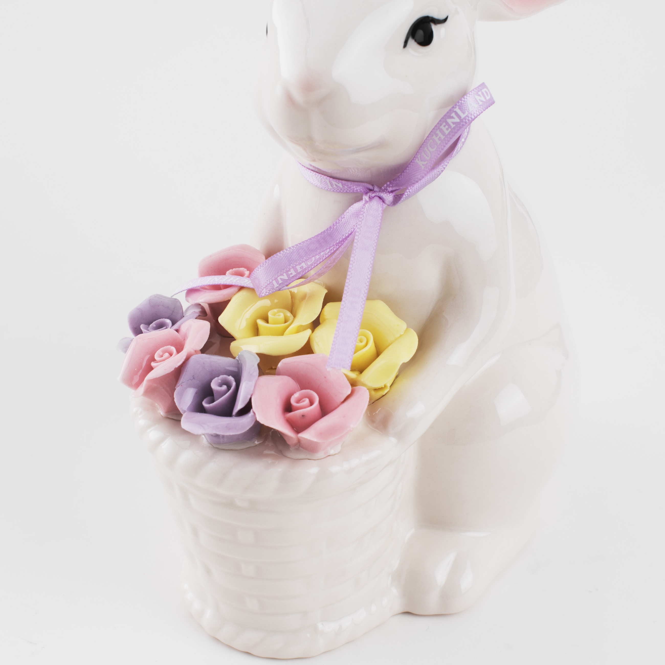Статуэтка, 17 см, фарфор P, белая, Кролик с корзиной цветов, Pure Easter изображение № 3