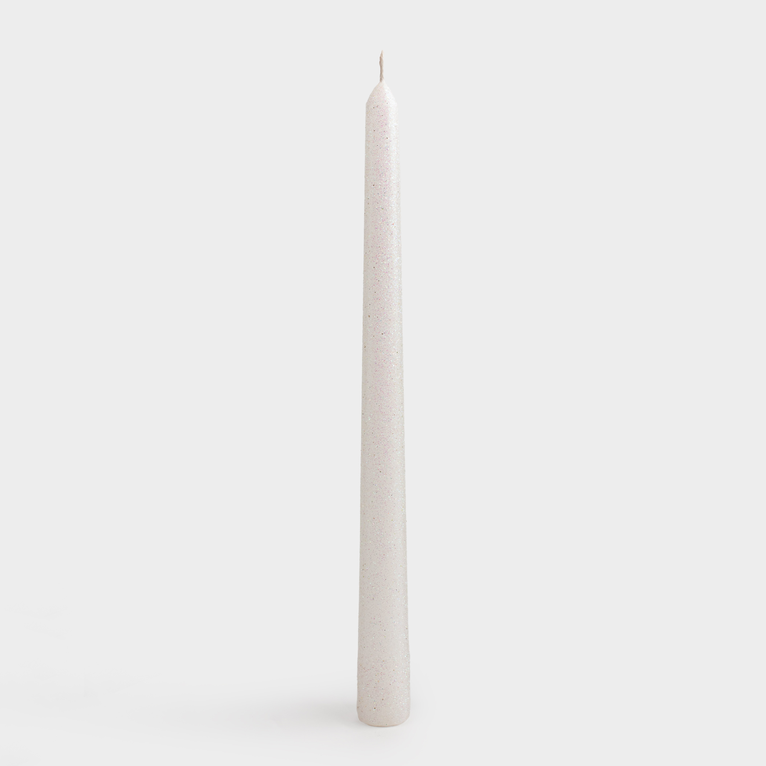 Свеча, 25 см, тонкая, с блестками, белая, Sparkly candle