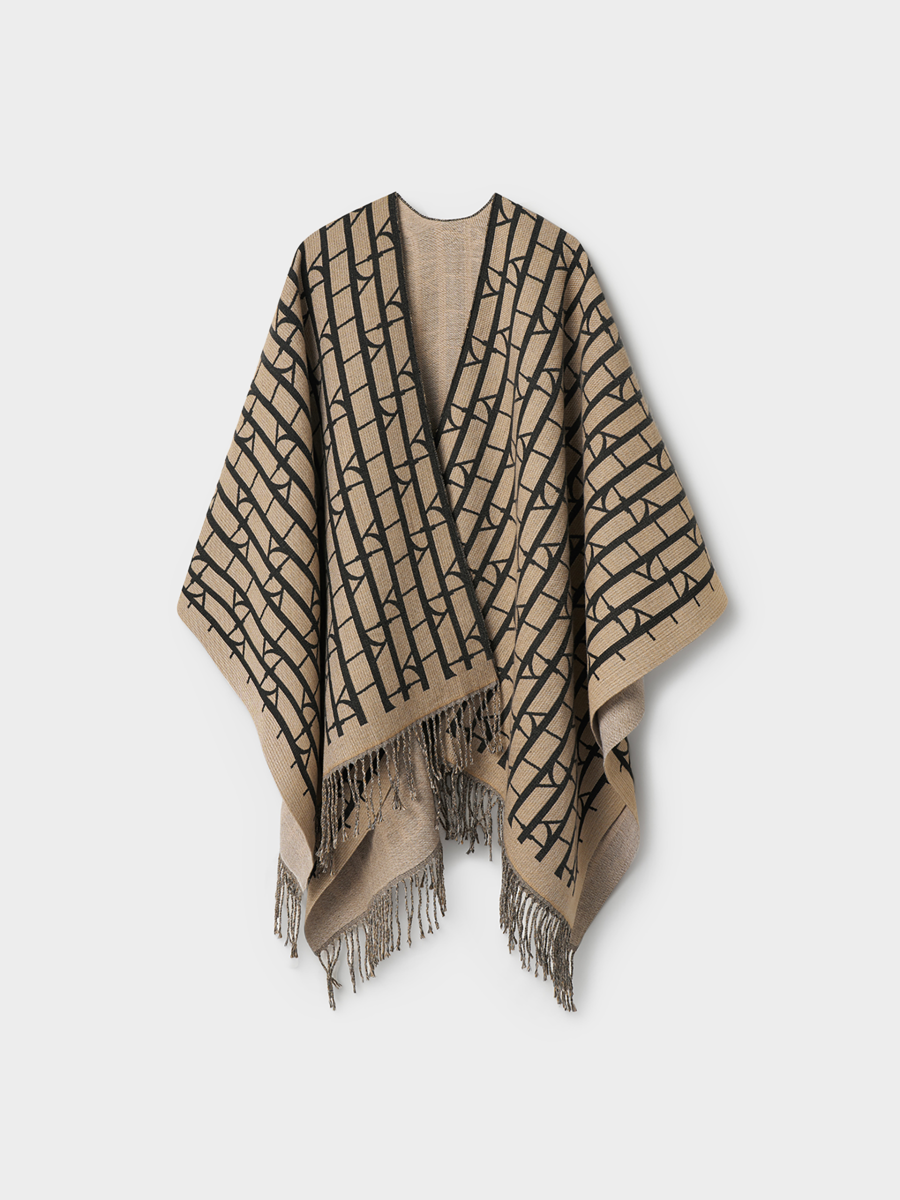 Пончо, 125х160 см, полиэстер, бежево-черное, Poncho, image-6
