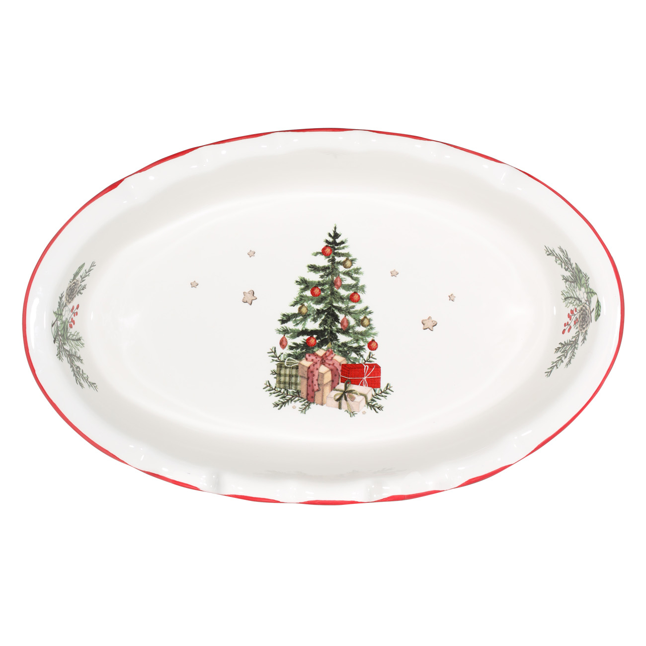 

Блюдо, 28х17 см, с бортами, керамика, овальное, Подарки под елкой, Christmas tree