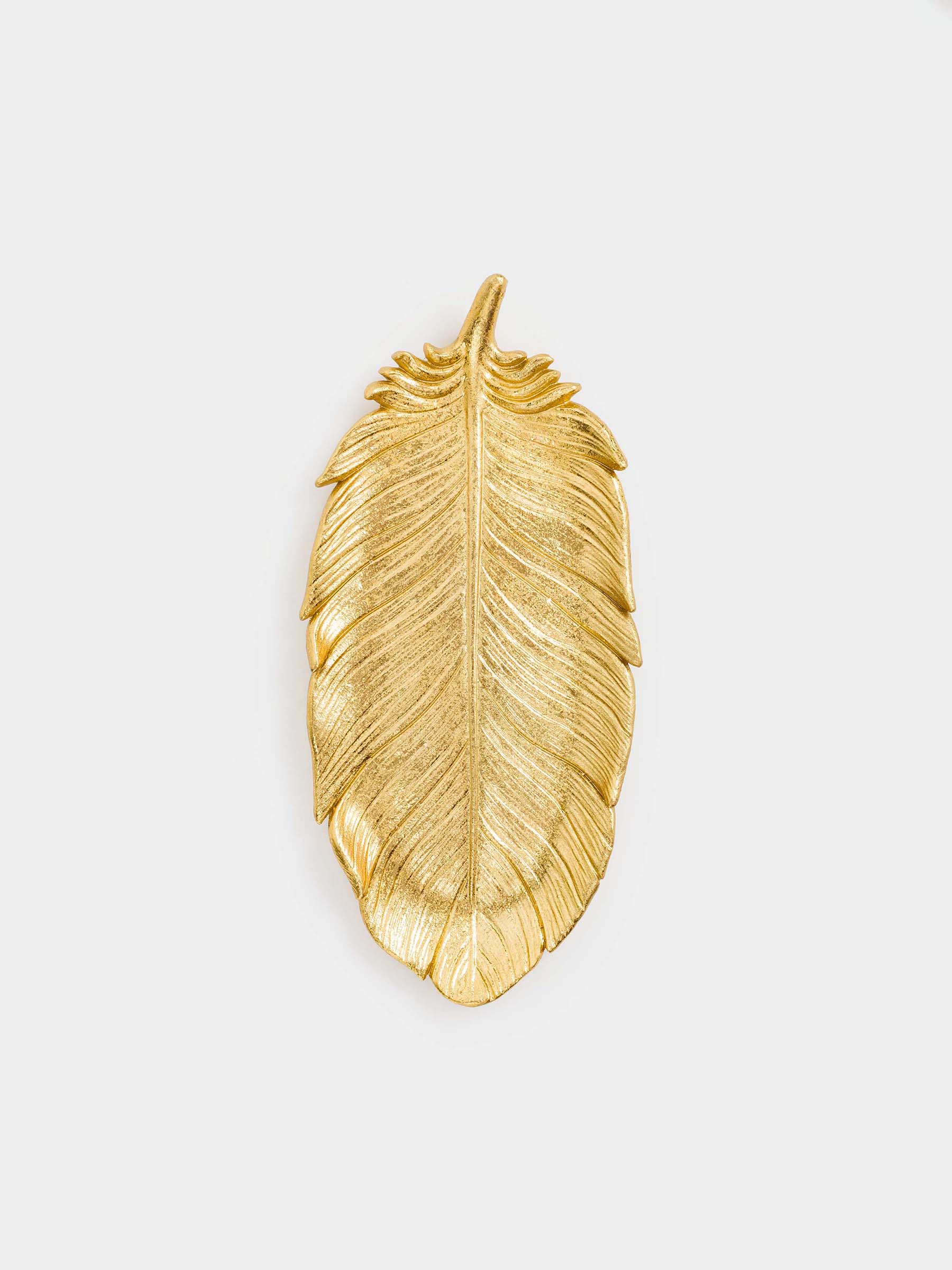 Блюдо декоративное, 25х11 см, полирезин, золотистое, Перо, Feather, image-3