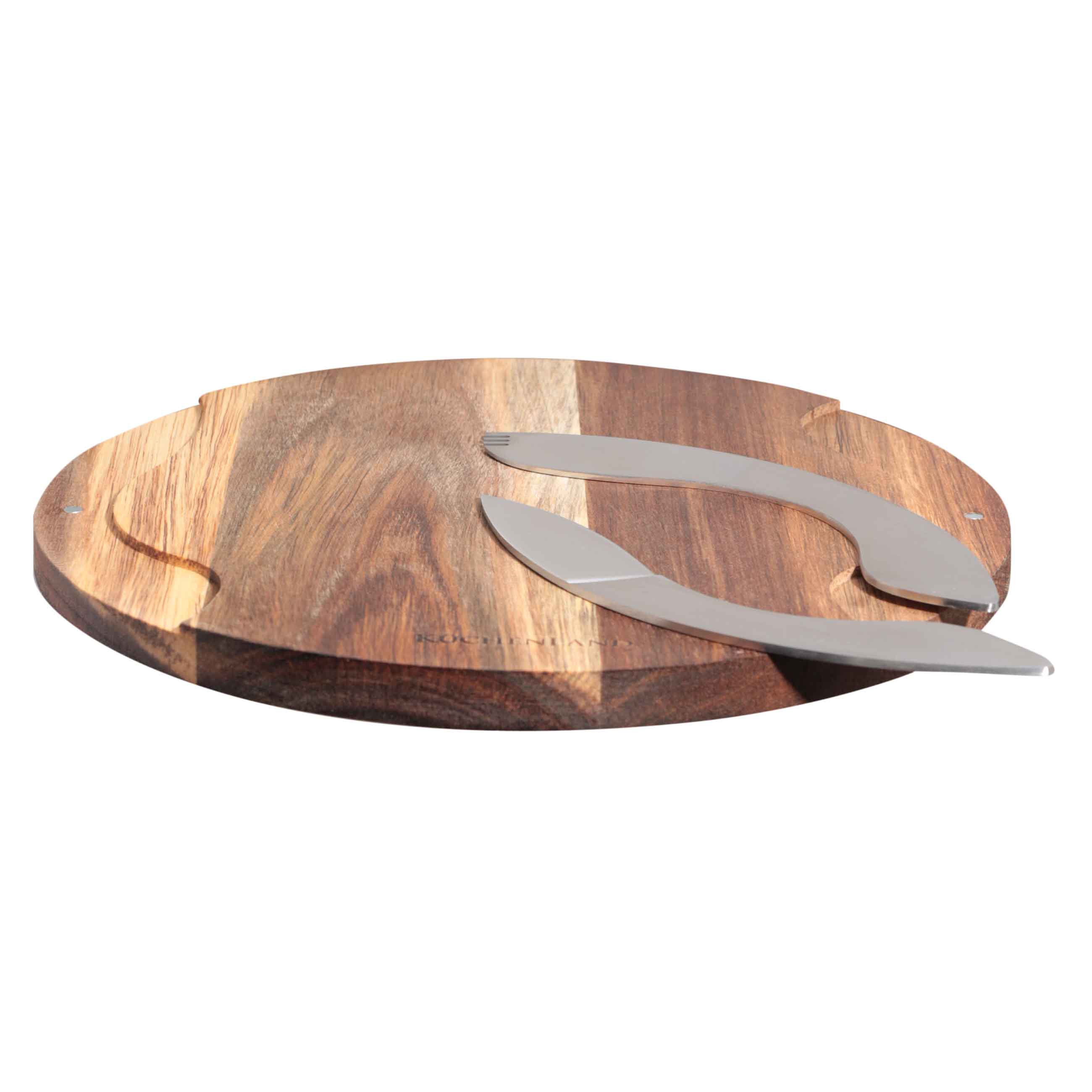Блюдо для закусок, 25 см, с ножом и вилкой, дерево/сталь, Noble tree изображение № 2