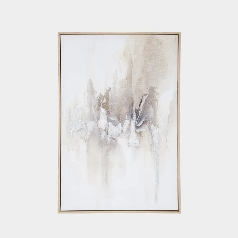 Картина в раме, 93х62 см, холст, бежево-серая, Штрихи, Abstract, image-0
