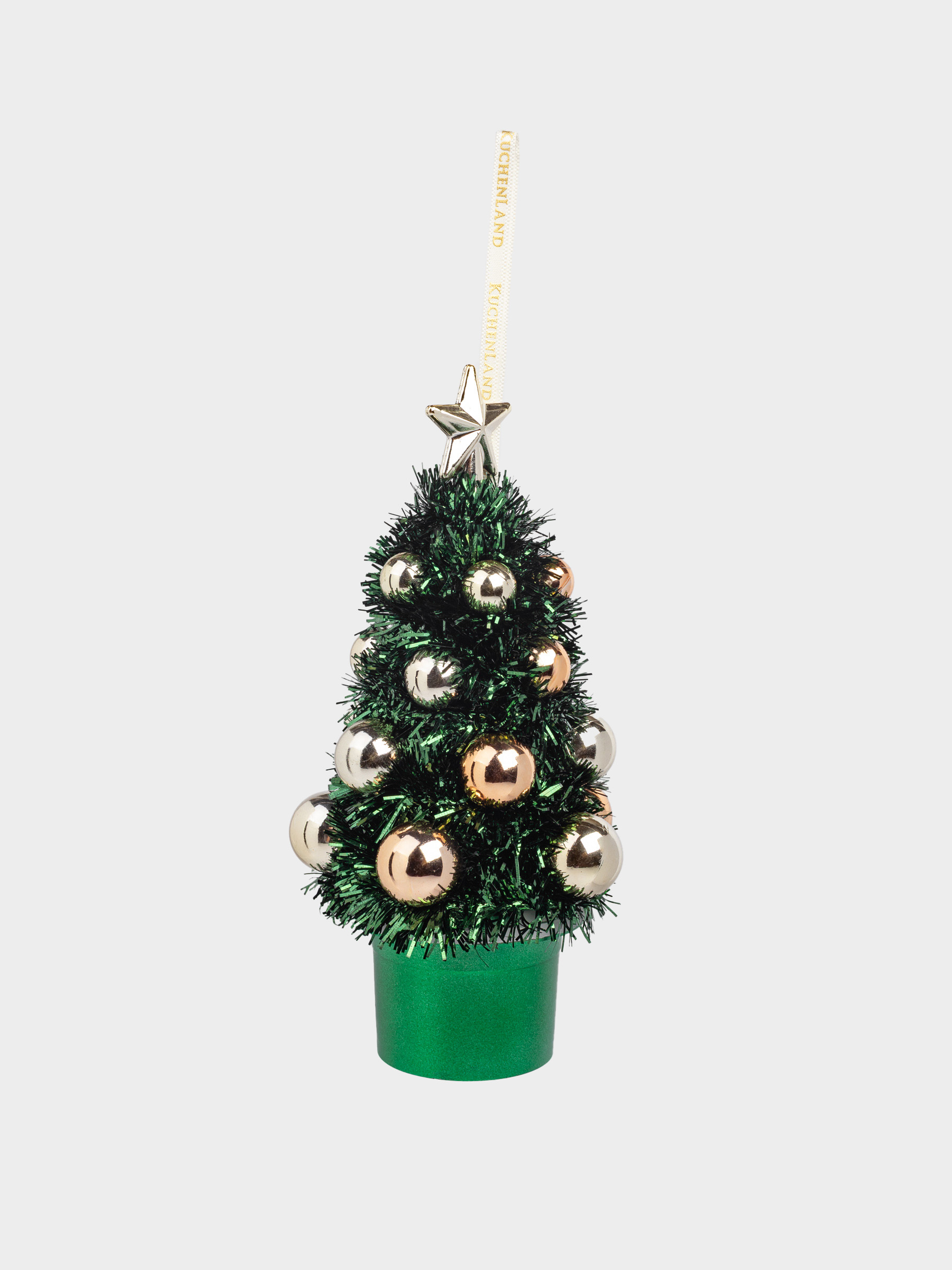 Игрушка елочная, 17 см, мишура/пластик, зеленая, Ель с шарами, Tinsel christmas, image-2