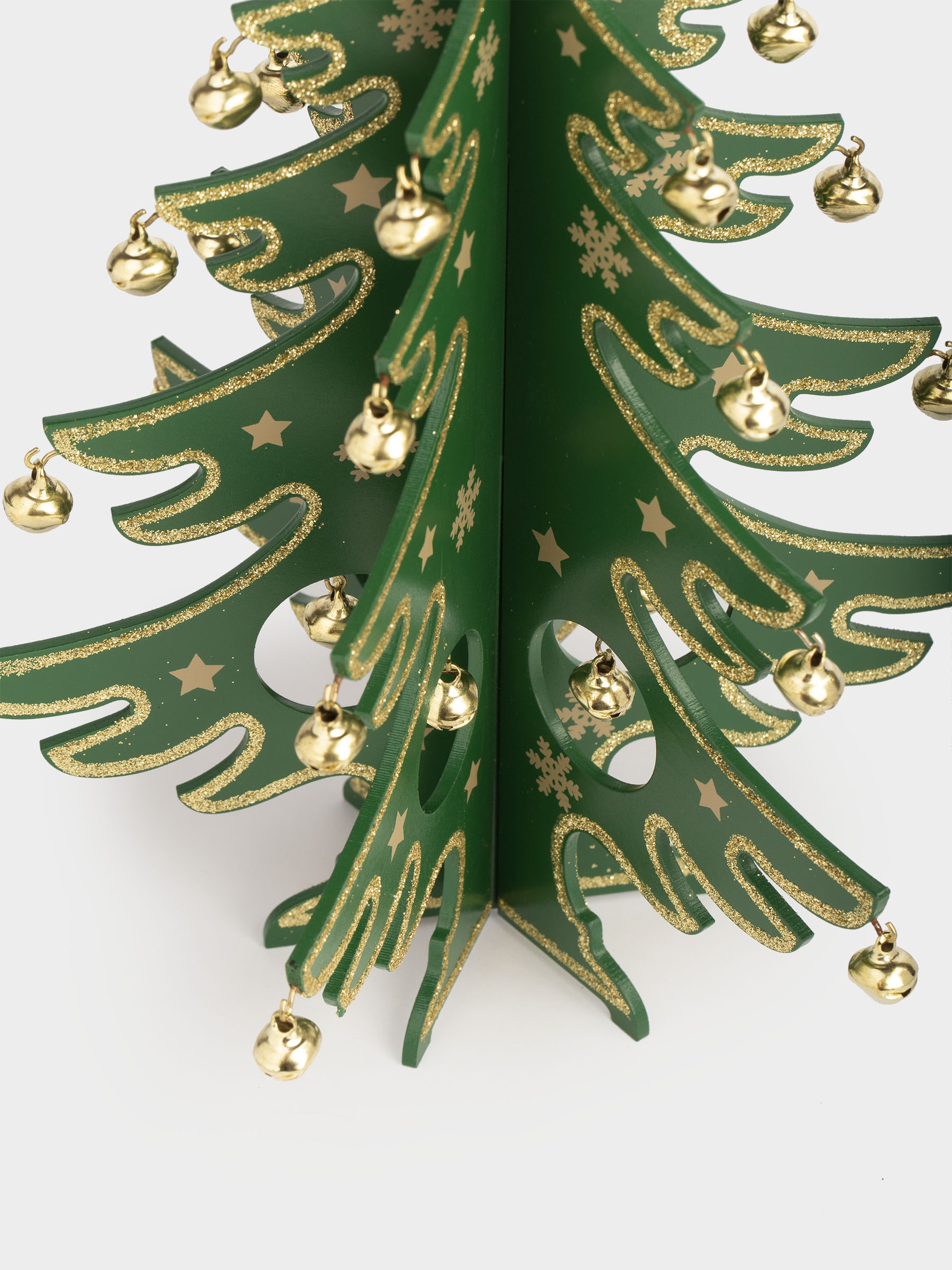 Статуэтка, 29 см, с подвесками, МДФ, зеленая, Елка с золотистыми шарами, Christmas style, image-5