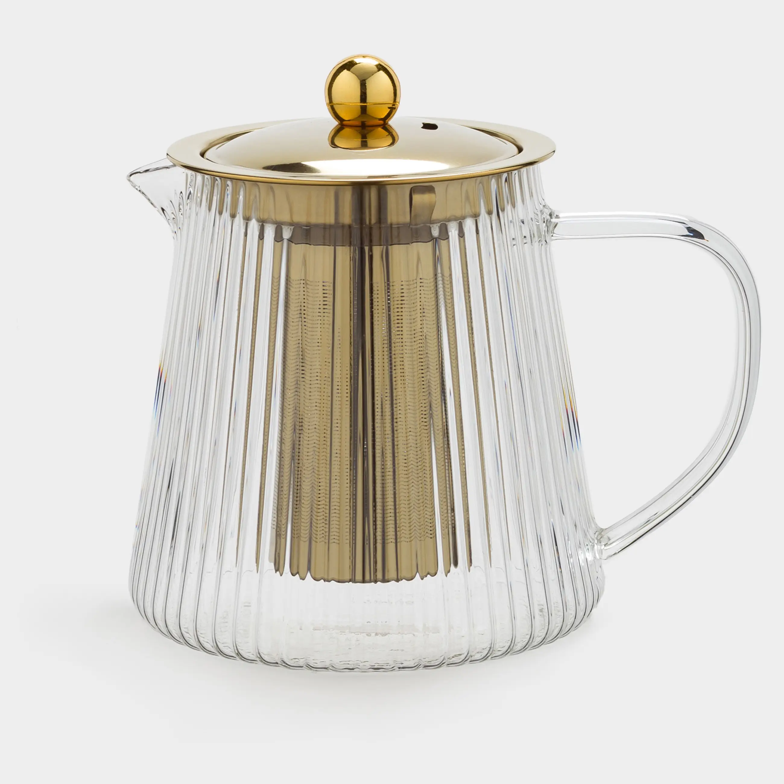 Чайник заварочный, 930 мл, стекло Б/сталь, золотистый, Ribby gold