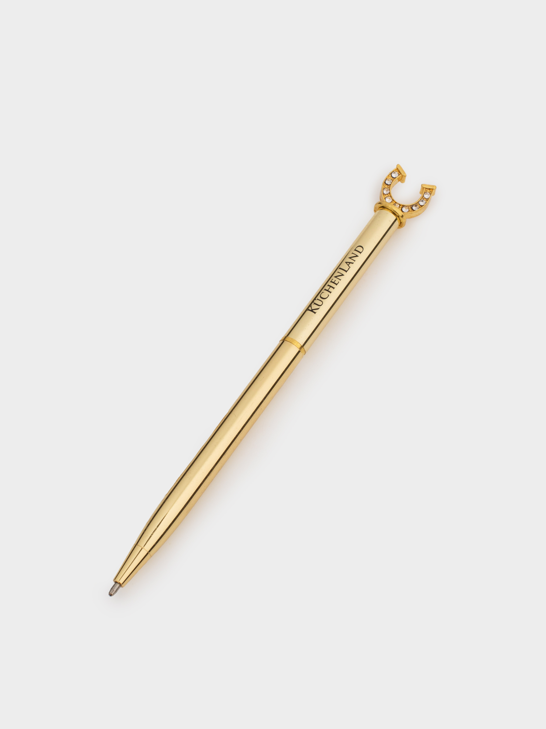Ручка шариковая, 15 см, с фигуркой, сталь, золотистая, Подкова, Draw figure, image-1