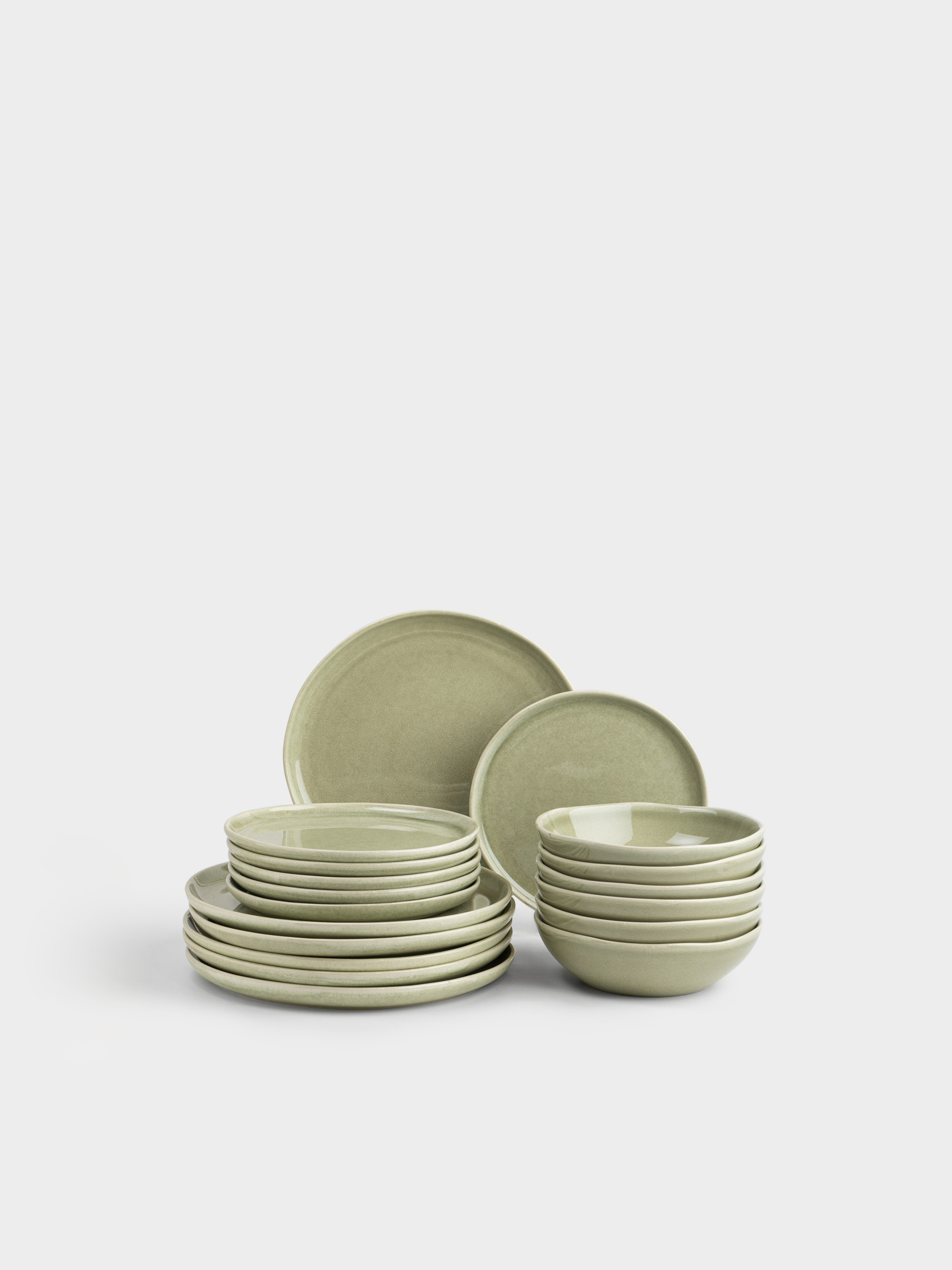 Сервиз обеденный, 6 перс, 18 пр, керамика R, зеленый, Неровный край, Riveso green