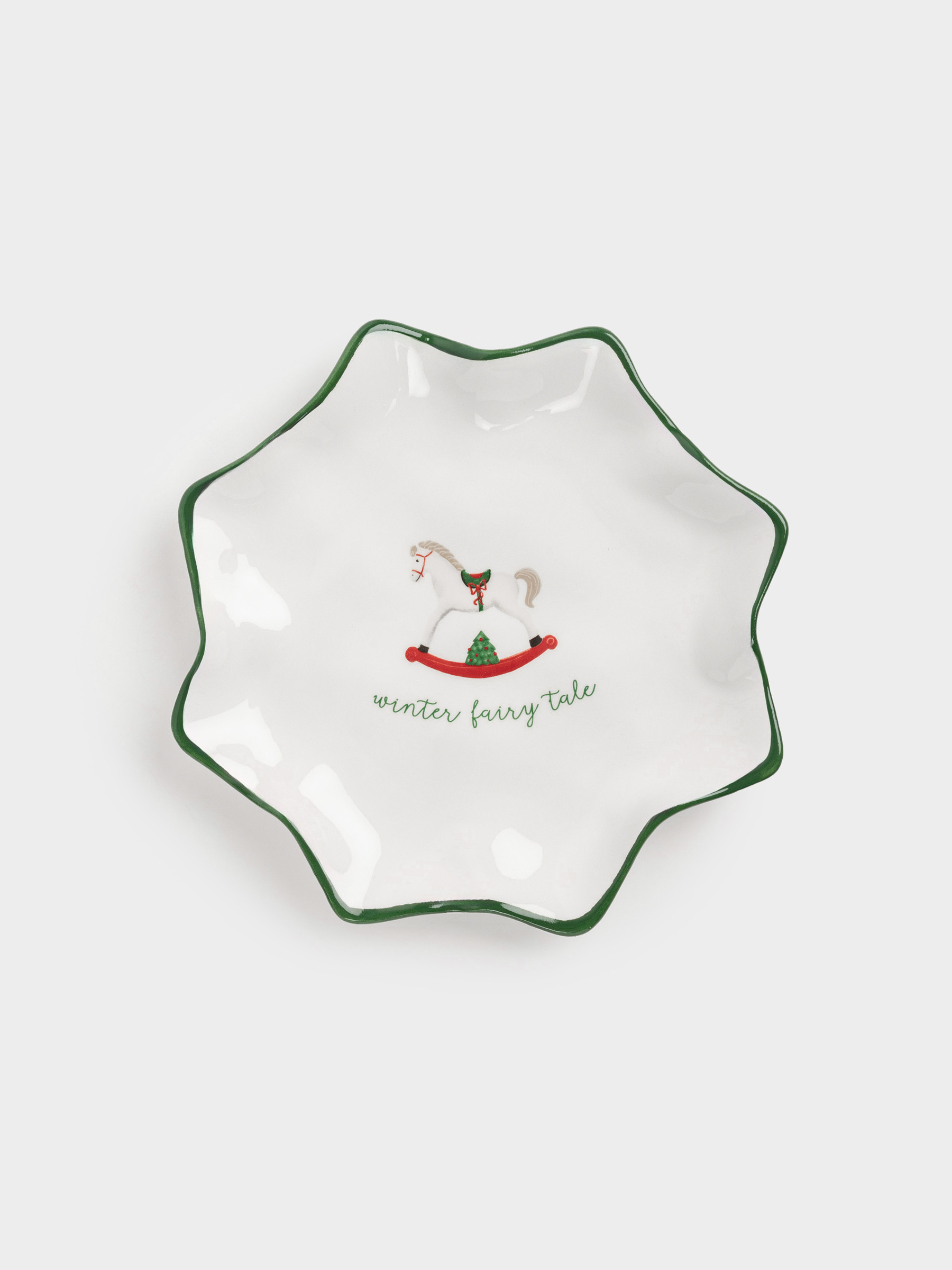Блюдо, 20 см, керамика, Лошадка, Сhristmas green, image-0