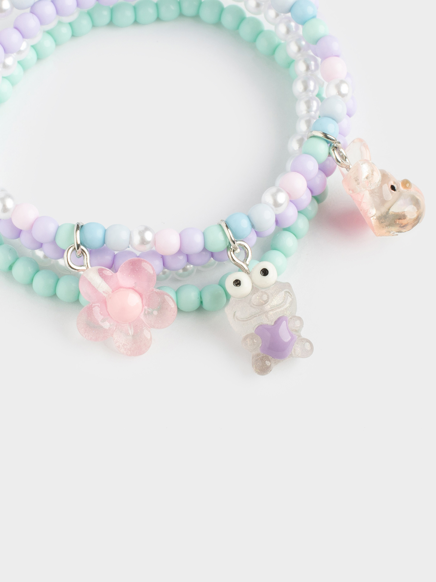 Набор браслетов, 18 см, 4 шт, детский, пластик, цветной, Pearl color