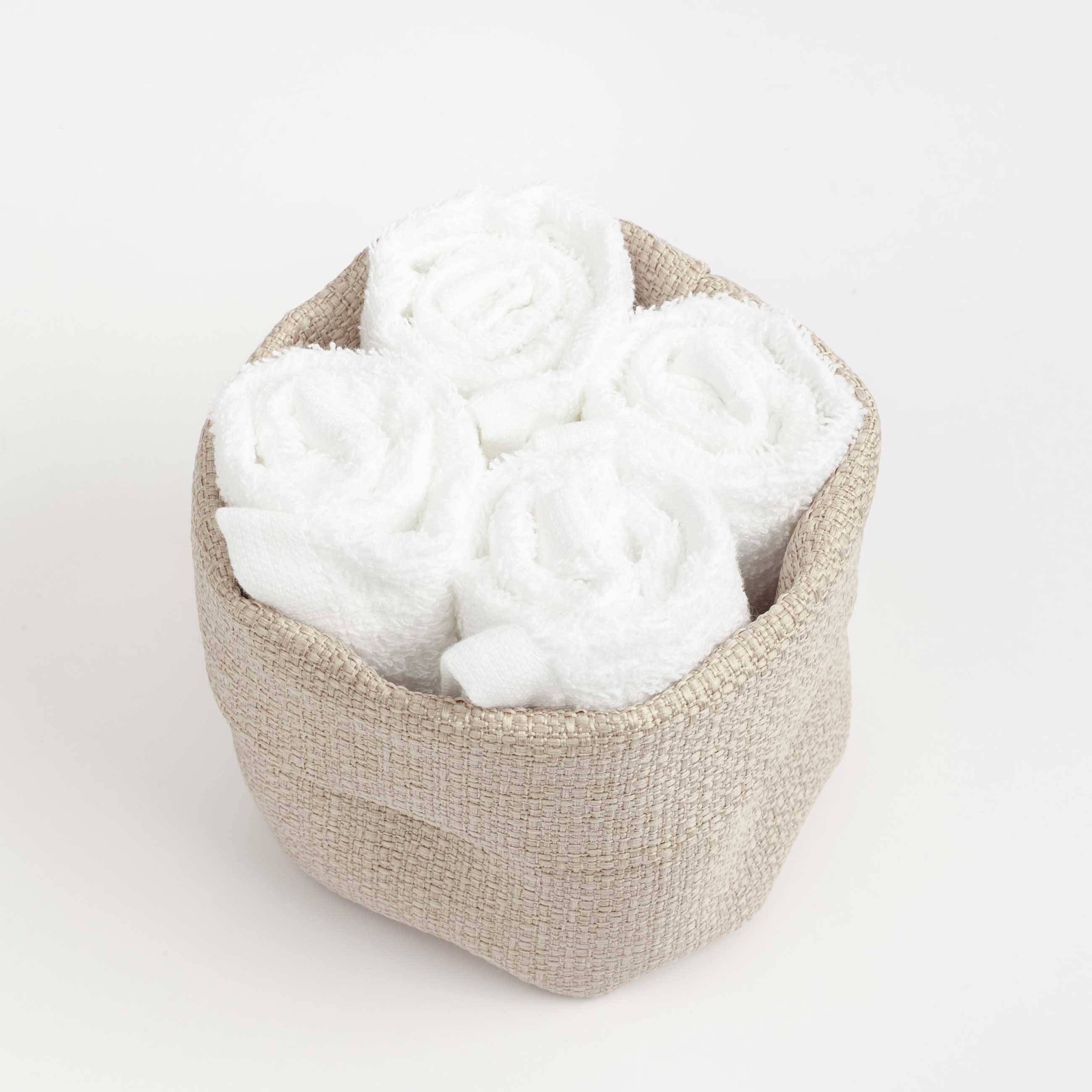 Полотенце, 30х30 см, 4 шт, в корзине, хлопок/полиэстер, белое, Basket towel