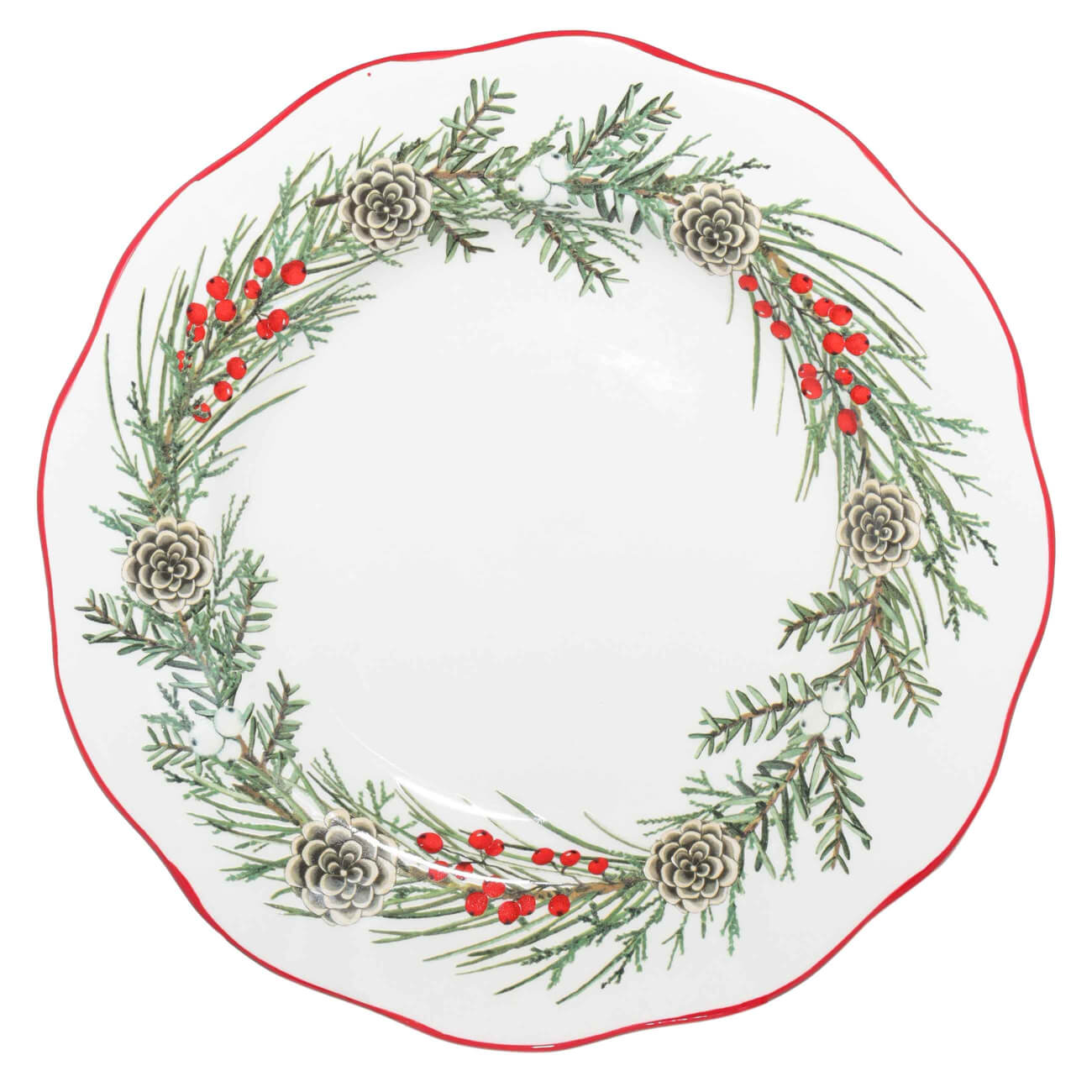 

Тарелка обеденная, 25 см, керамика, Венок, Christmas tree