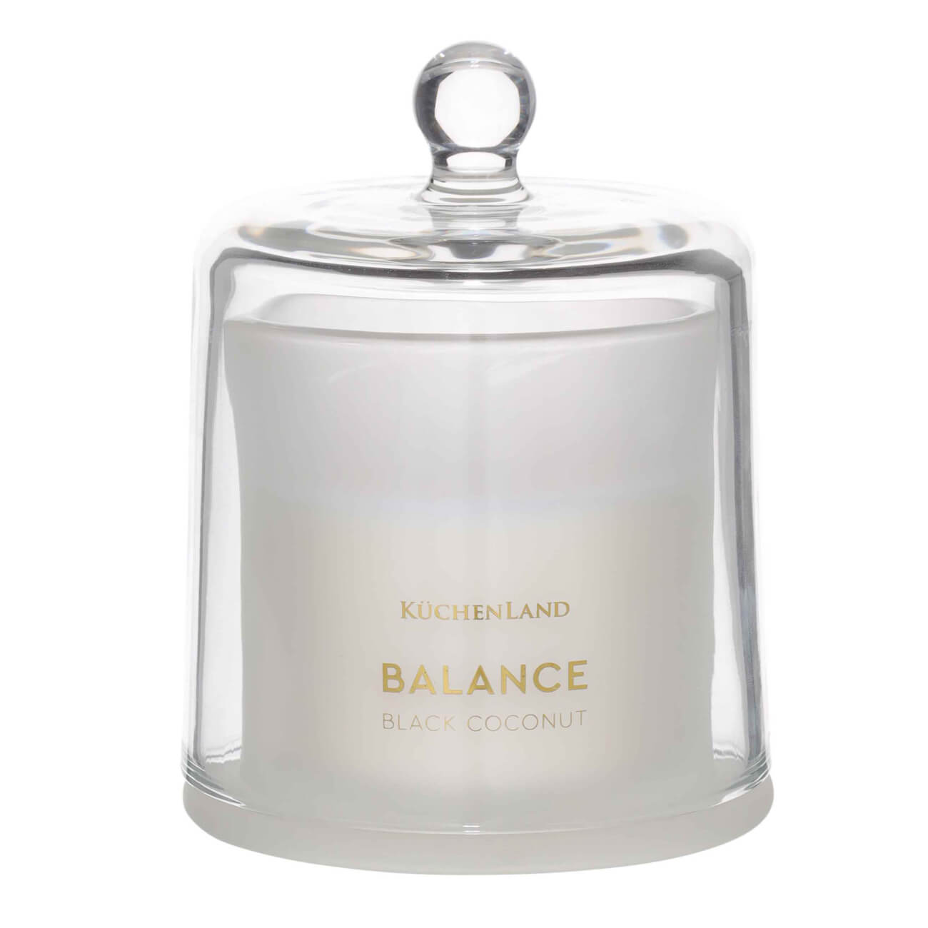 Свеча ароматическая, 12 см, в подсвечнике, под колпаком, стекло, белая, Black Coconut, Balance new balance 530 белая мята mr530ab