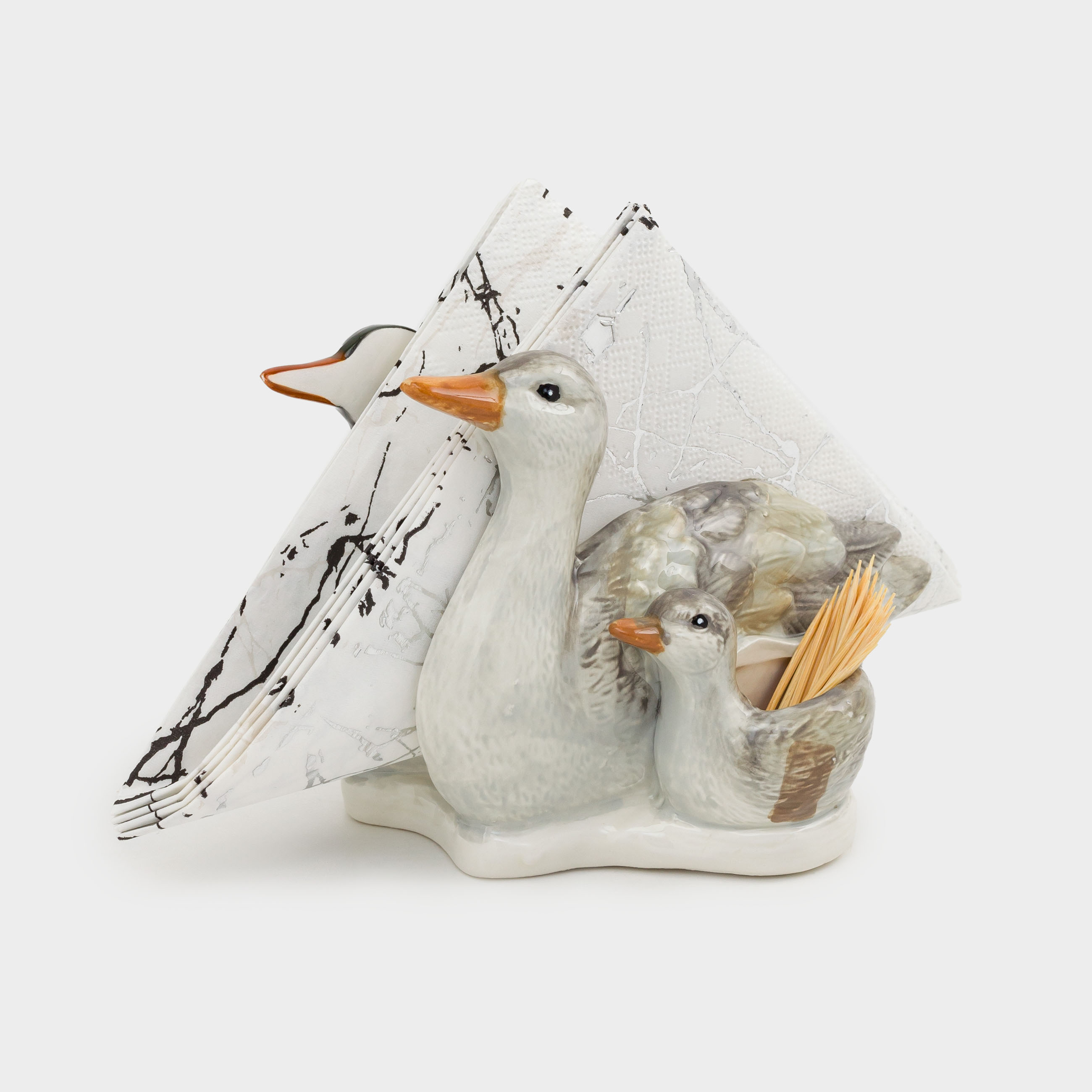 Салфетница, 15 см, с отделением для зубочисток, керамика, Утки и утенок, Duck, image-5