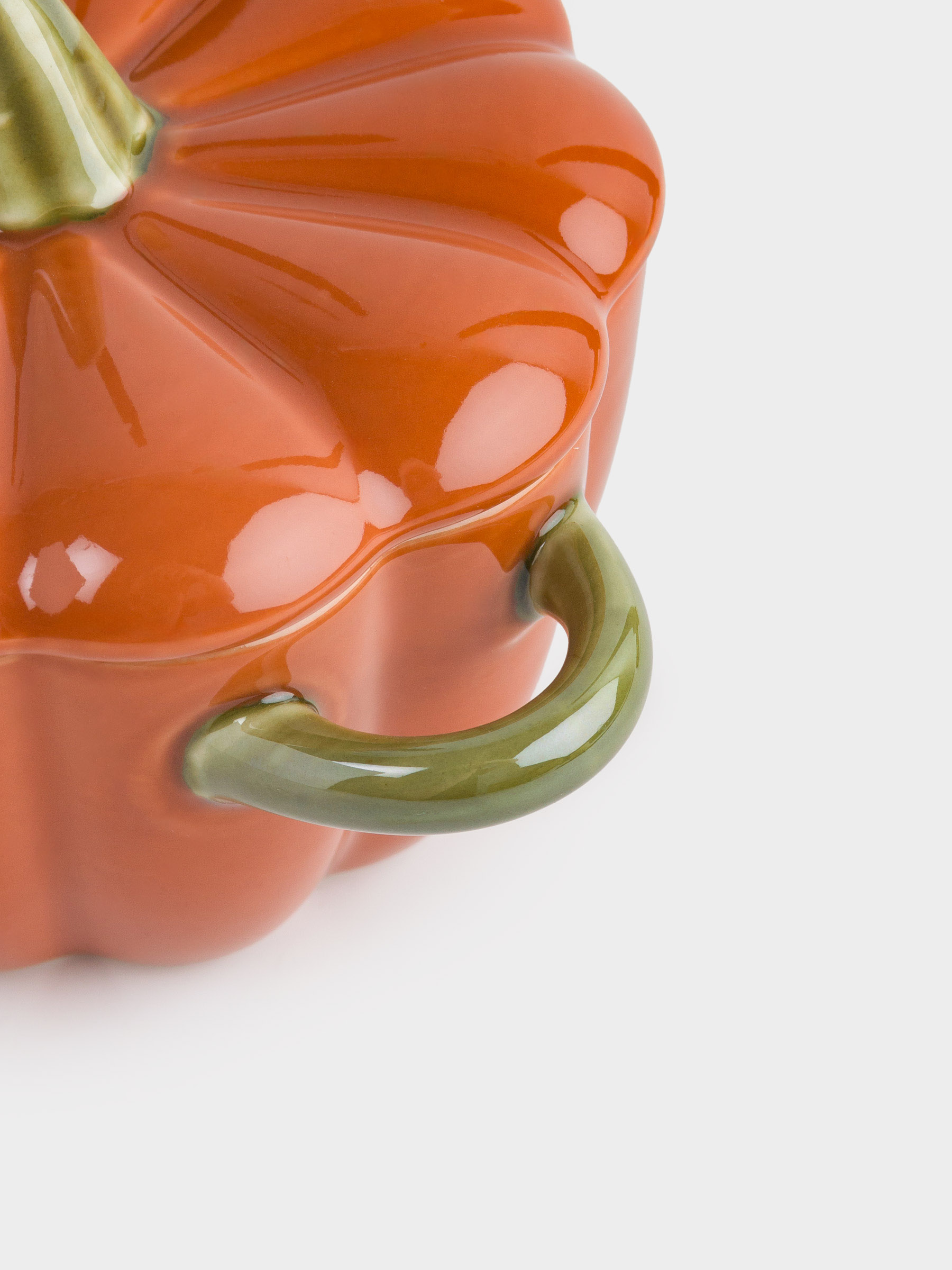 Кокотница, 11 см, 340 мл, с крышкой, керамика, оранжево-зеленая, Тыква, Gourd, image-2