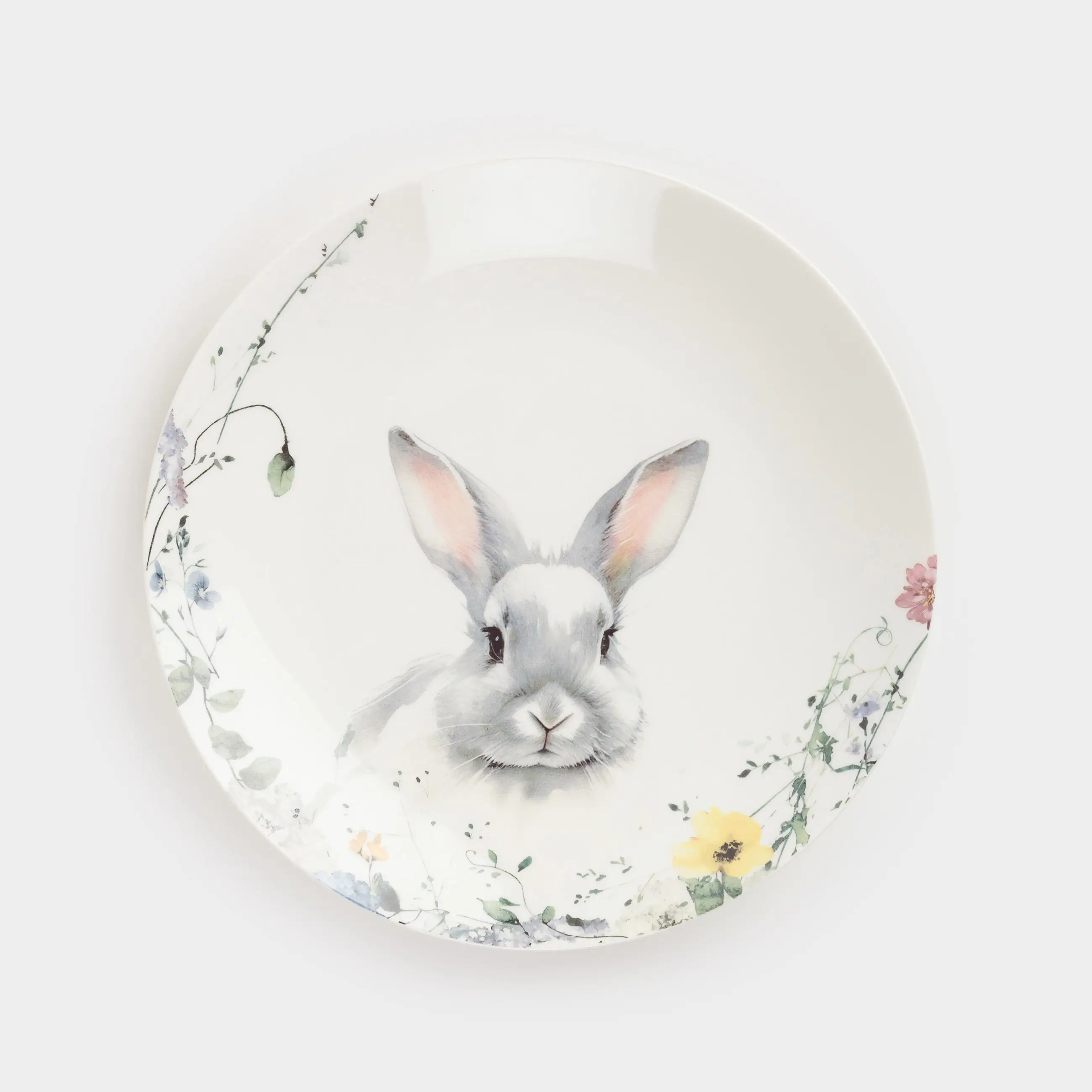 Тарелка закусочная, 23 см, фарфор N, белая, Кролик в цветах, Easter, image-0