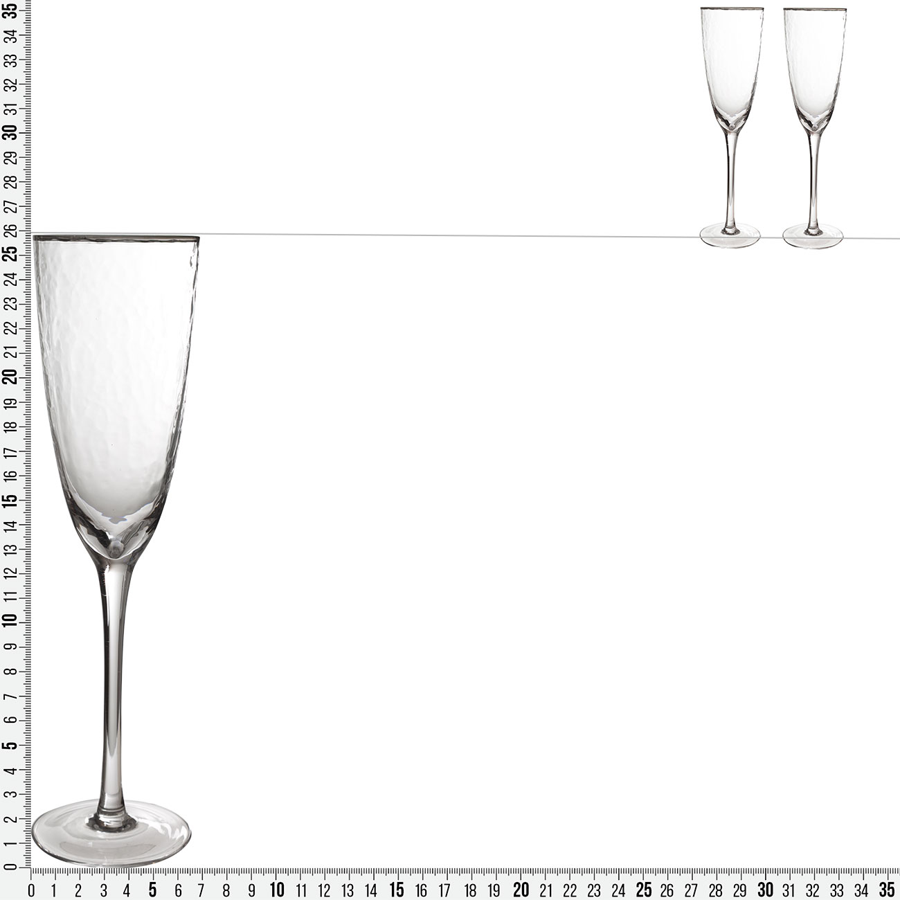 Бокал для шампанского, 275 мл, 2 шт, стекло, с серебристым кантом, Ripply silver изображение № 7