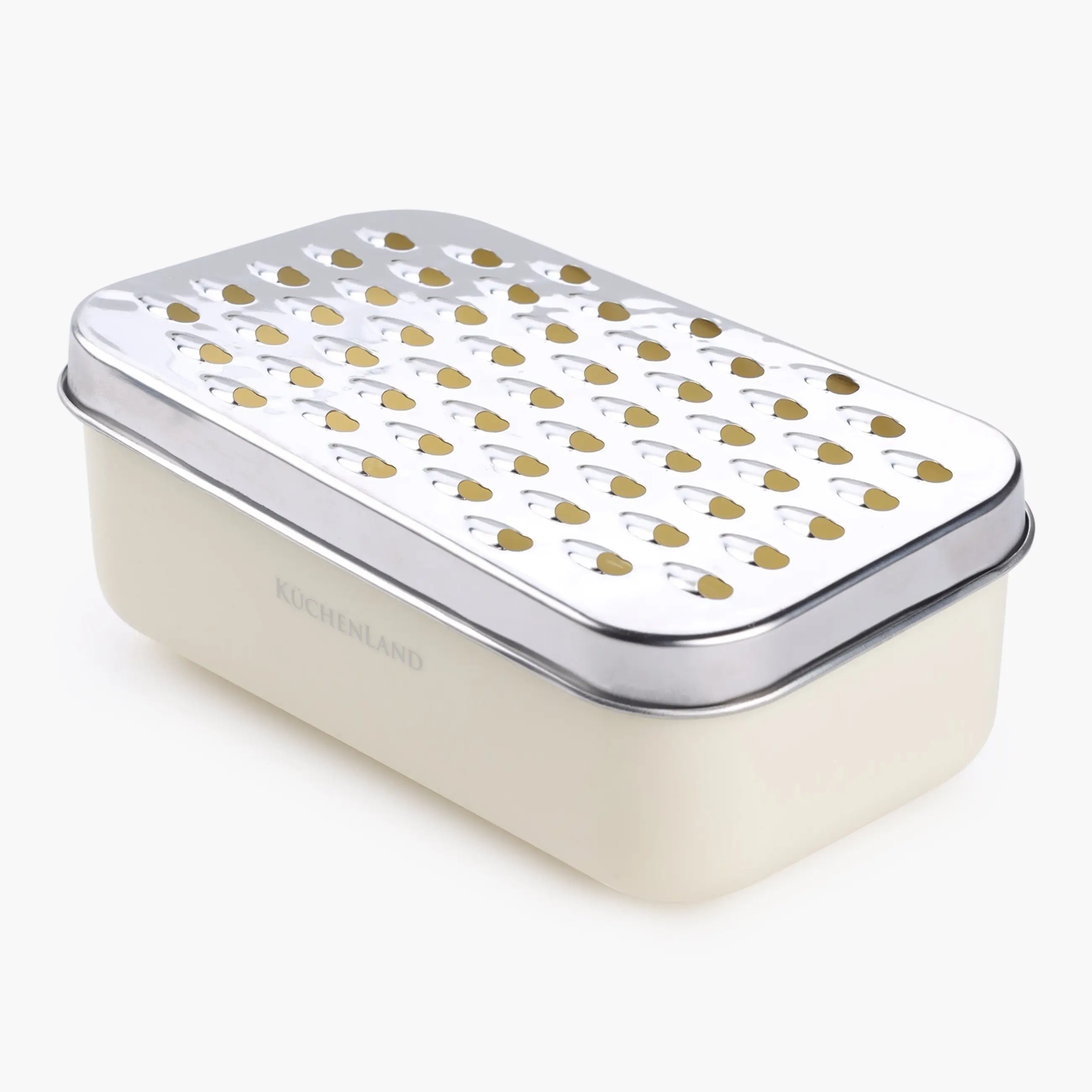 Терка, 18х10 см, с контейнером и сменными насадками, сталь/пластик, молочная, Chalet