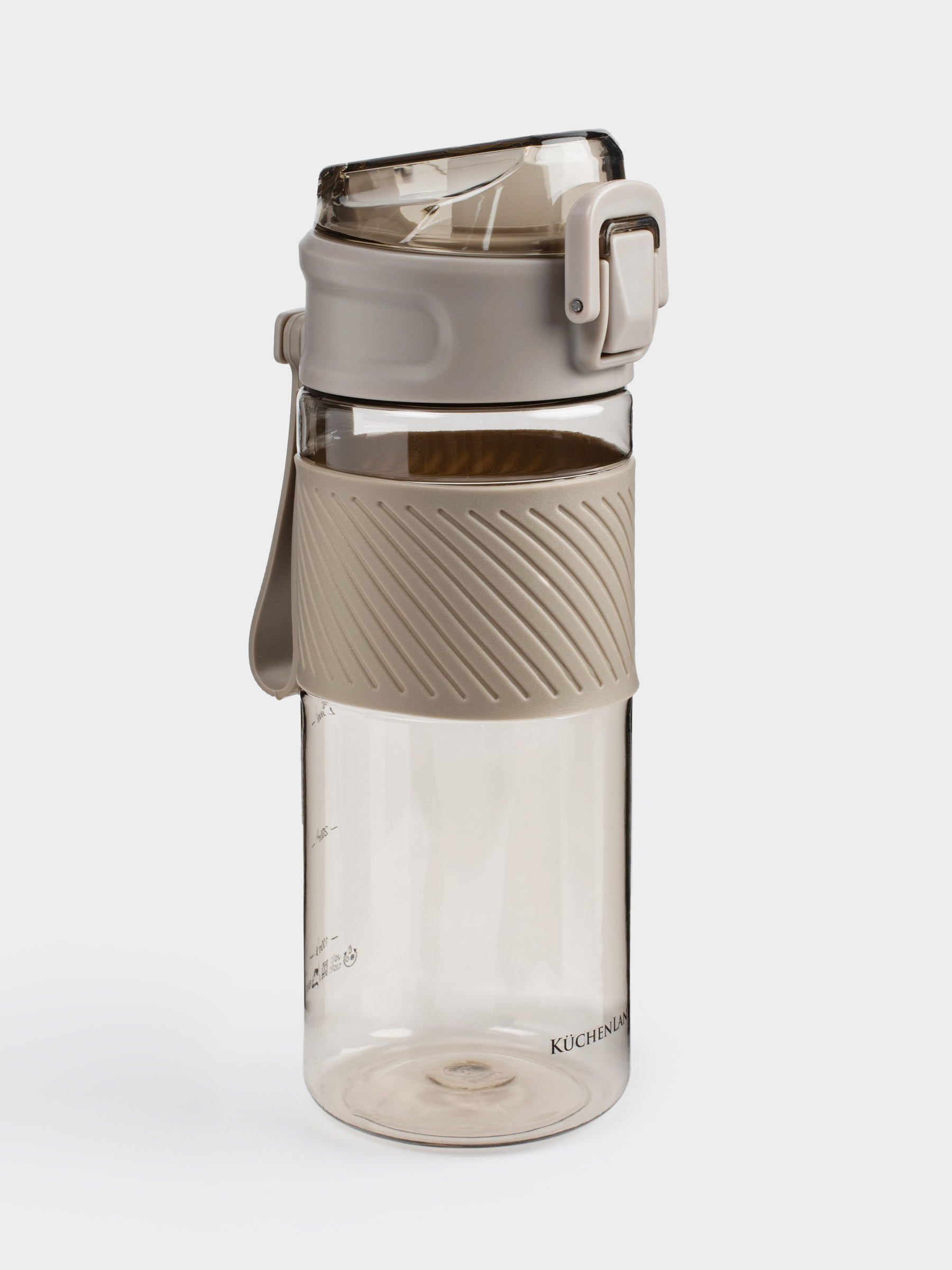 Бутылка для воды, 600 мл, пластик/силикон, бежевая, Sport, image-1