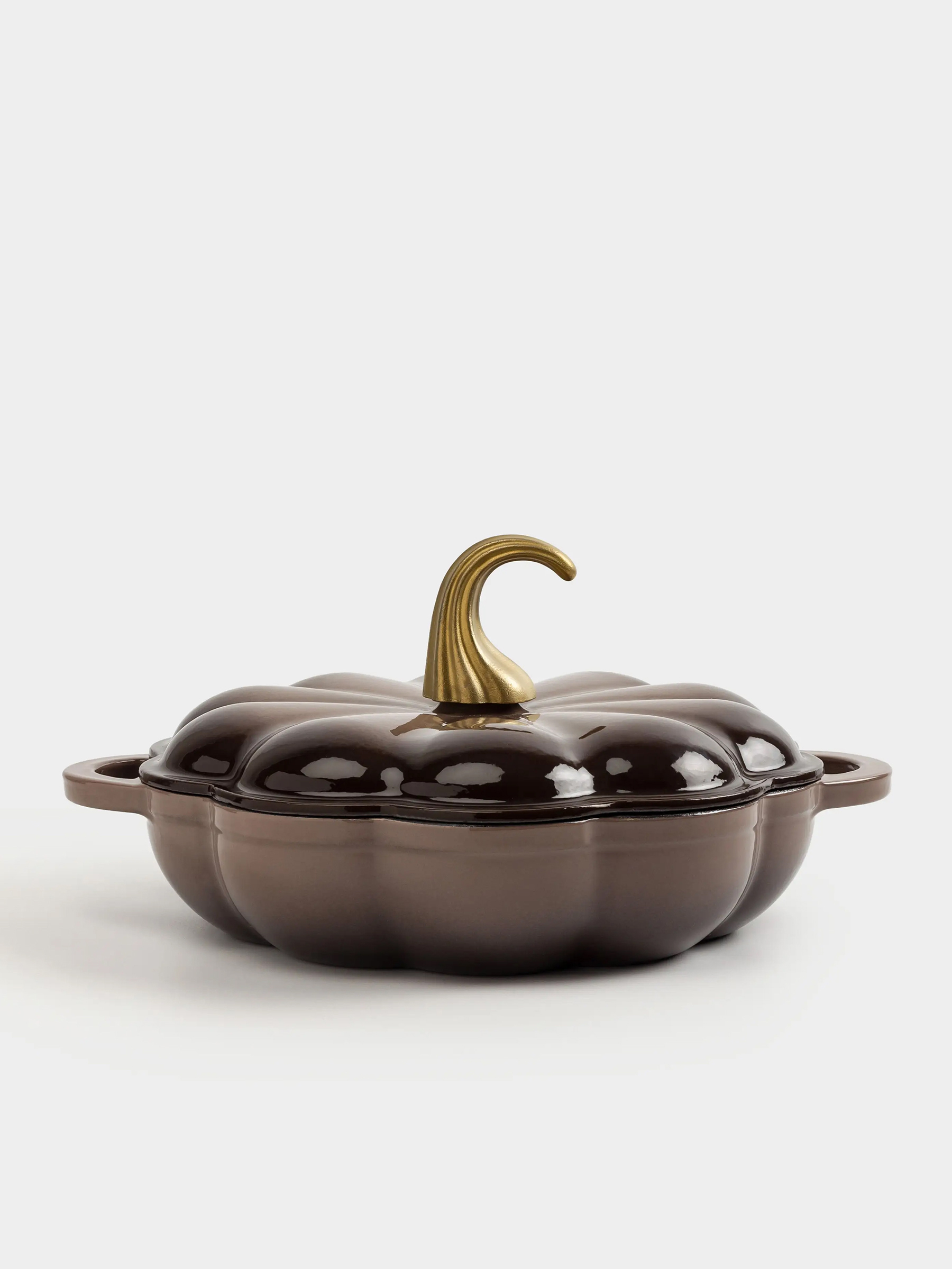 Сотейник, 26 см, 2,3 л, с крышкой, чугун, коричневый, Тыква, Gourd, image-0