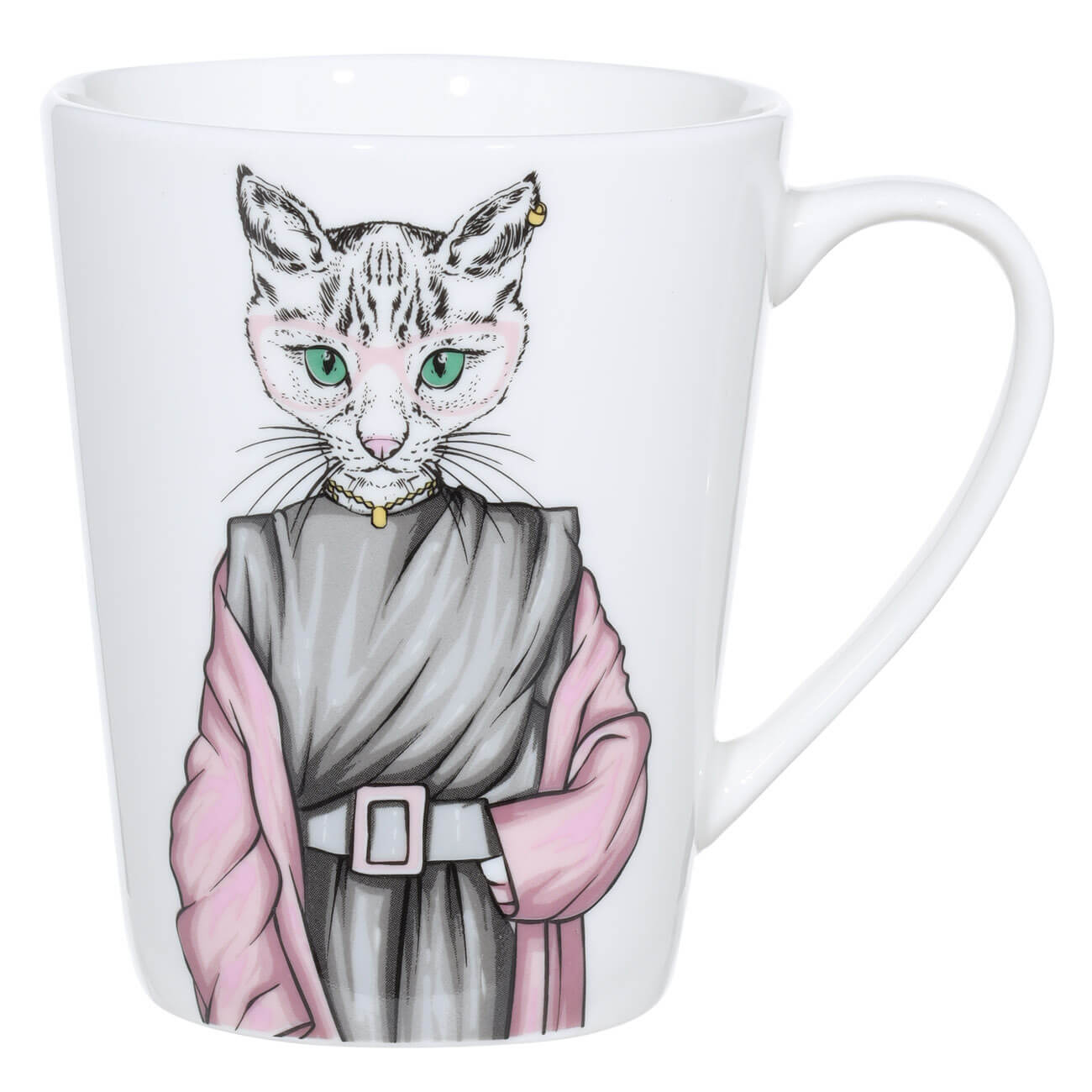 

Кружка, 420 мл, фарфор N, белая, Кошка в розовых очках, Cat
