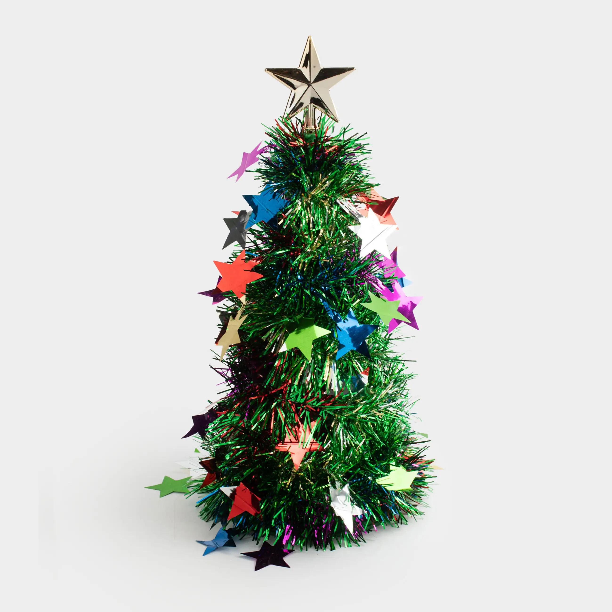 Ель искусственная, 30 см, мишура/пластик, зеленая, Звезды, Tinsel christmas