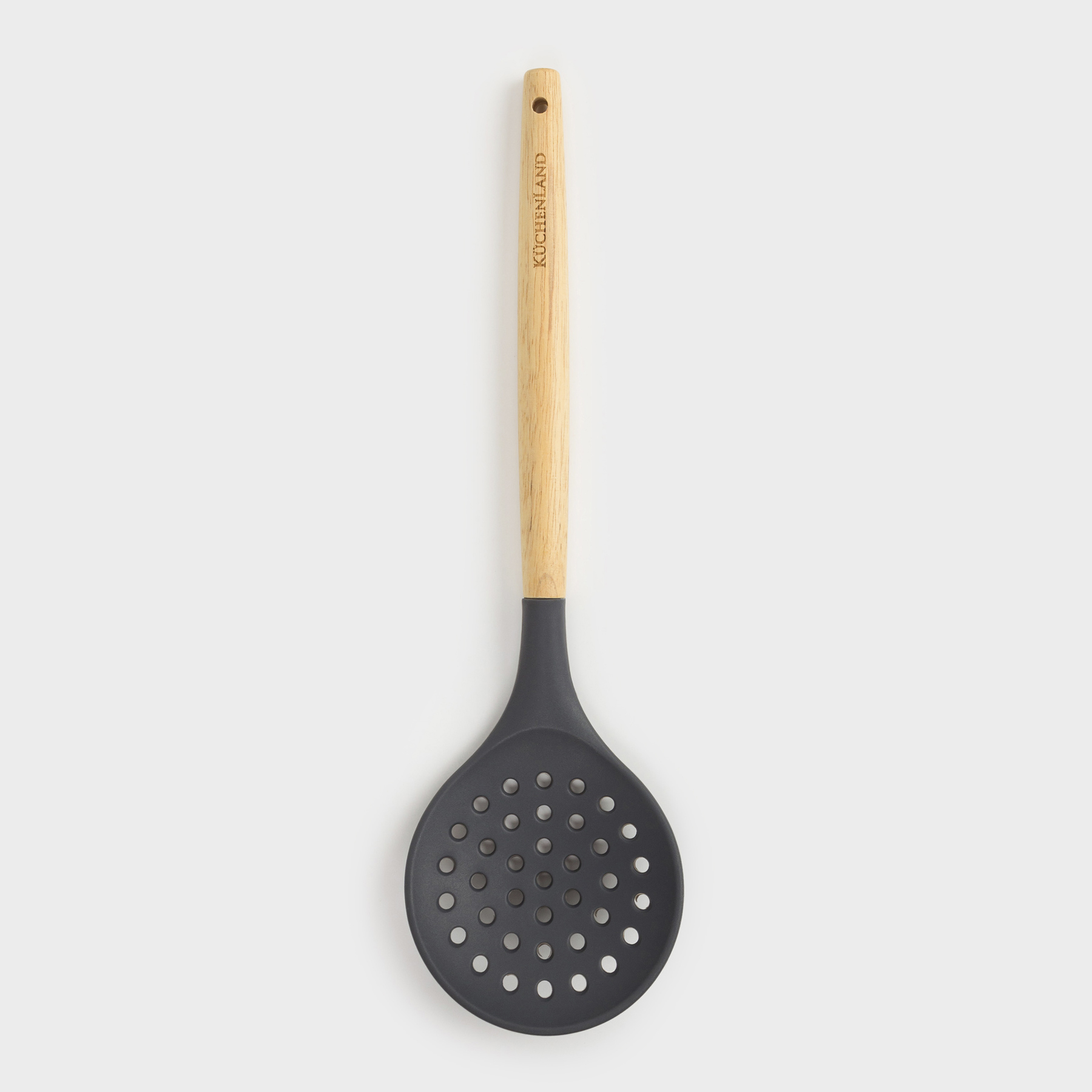 Шумовка, 32 см, силикон/дерево, серая, Weekend