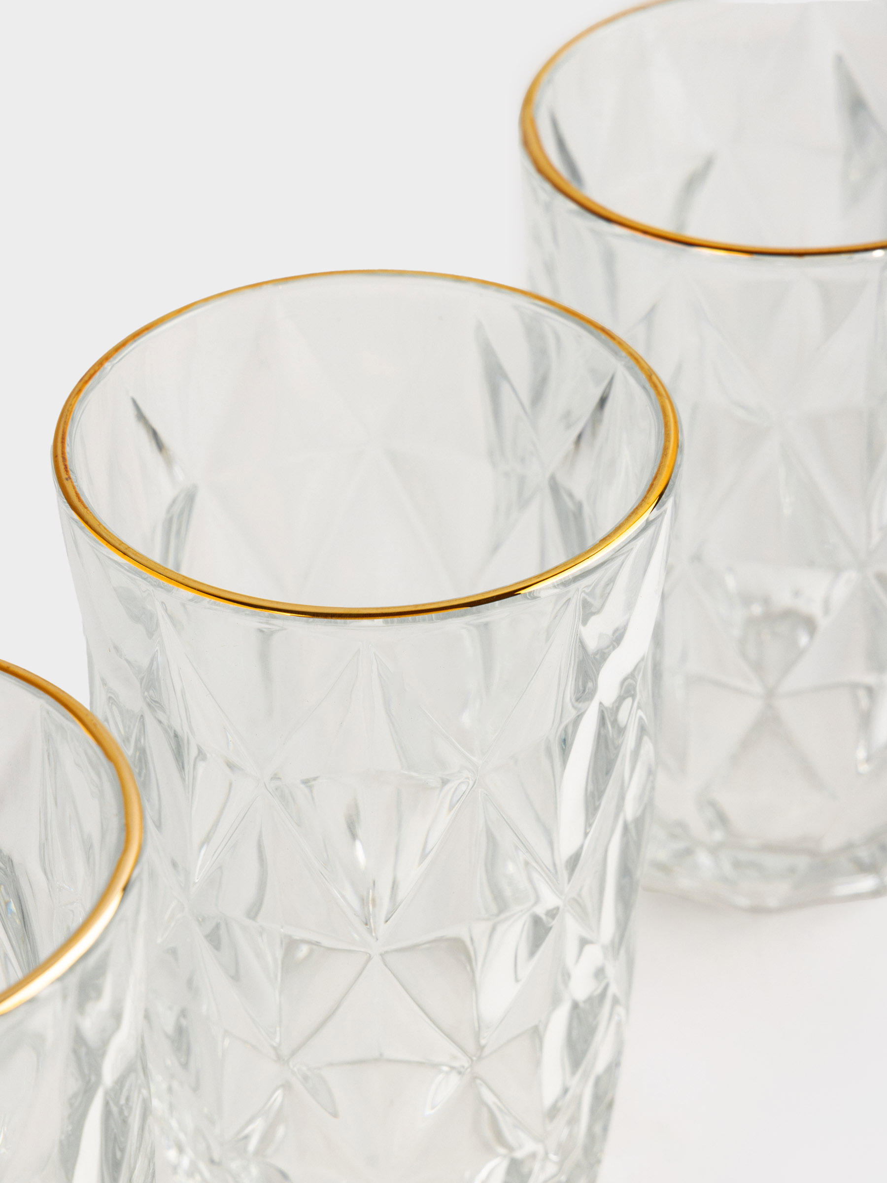 Стакан, 13 см, 340 мл, 6 шт, стекло Р, с золотистым кантом, Rhomb gold, image-3
