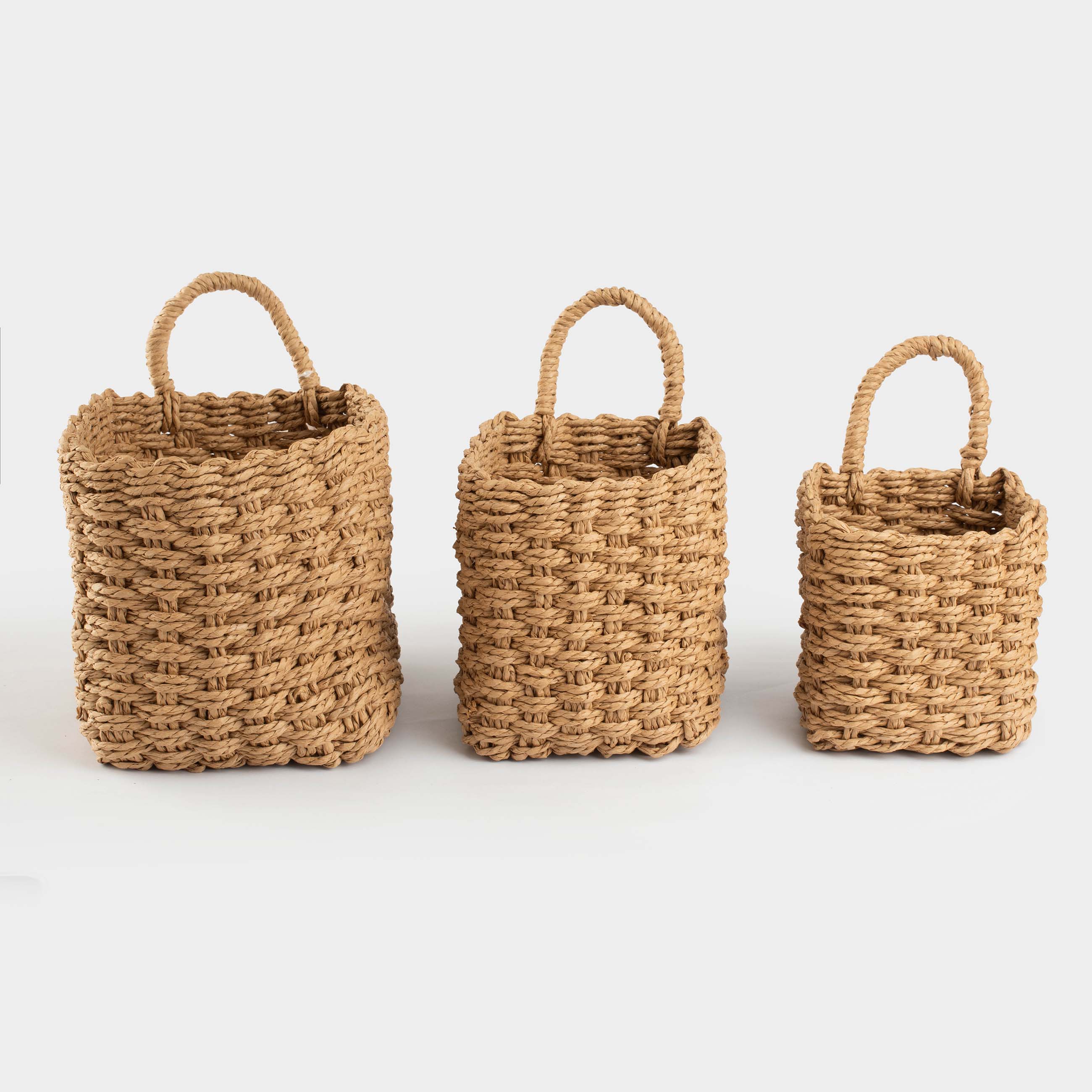 Набор корзин для хранения, 3 шт, плетеный, целлюлоза, квадратный, Braided, image-0
