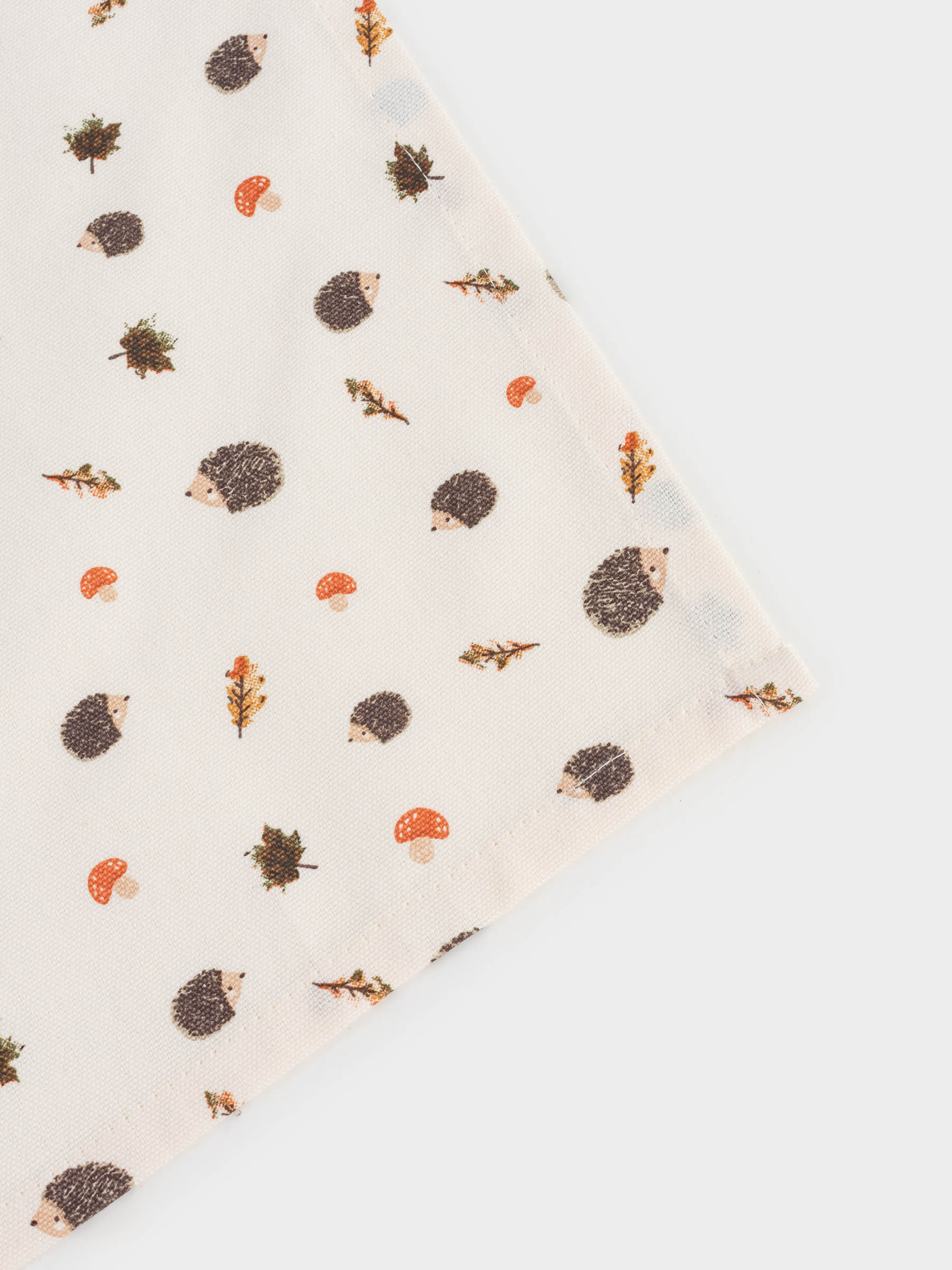 Полотенце кухонное, 40х60 см, хлопок, бежевое, Ежи, листья и грибы, Autumn hedgehog, image-3