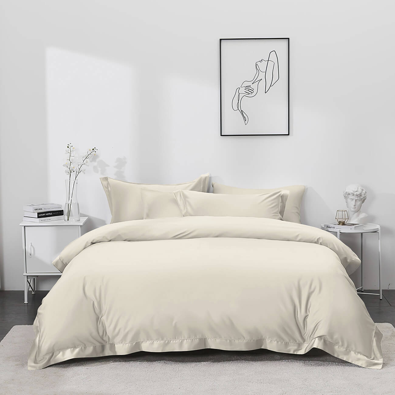 

КПБ евро, тенсель 300 TC, кремовый, Tencel