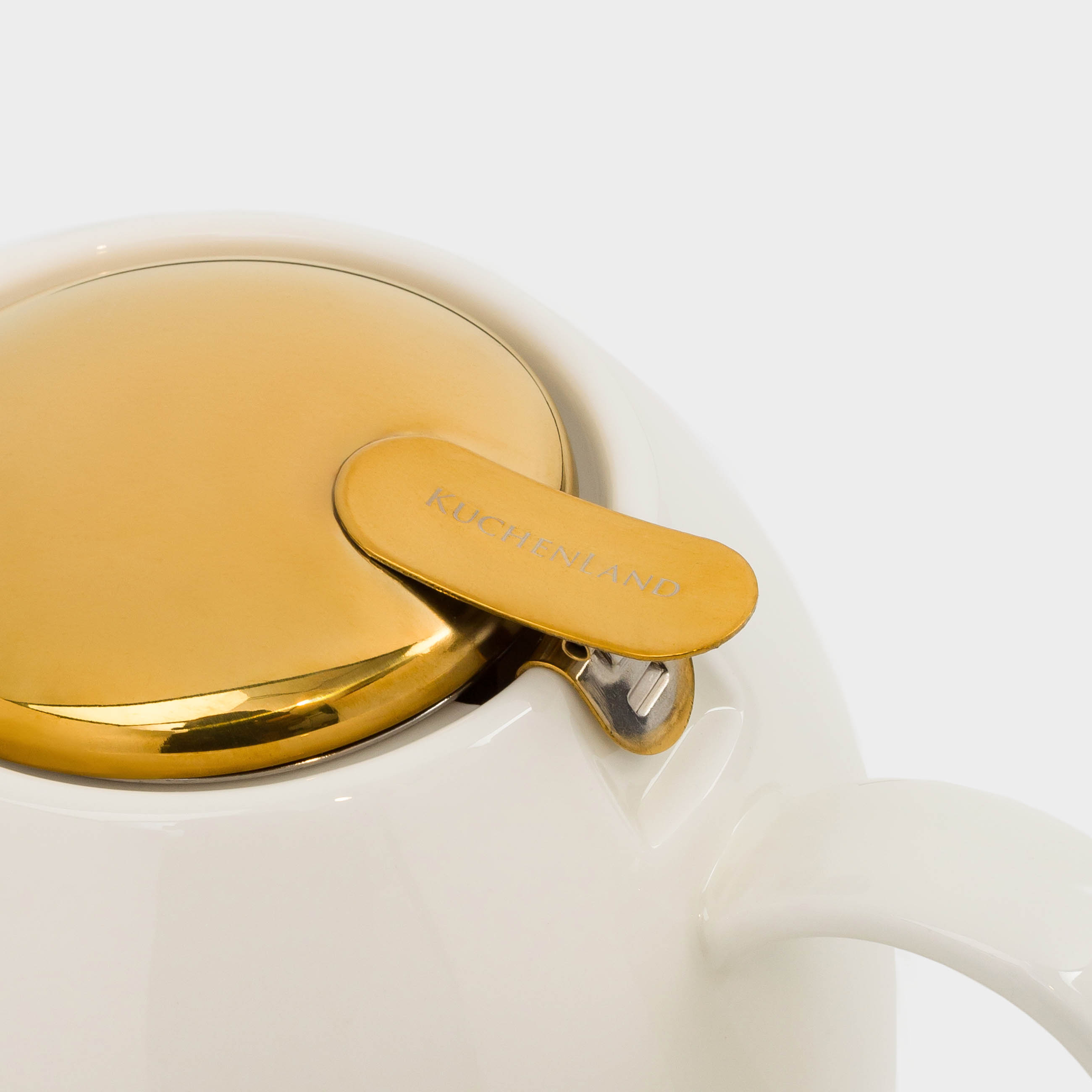 Чайник заварочный, 1 л, керамика/сталь, молочно-золотистый, Цветок, Kettle ceramo, image-3