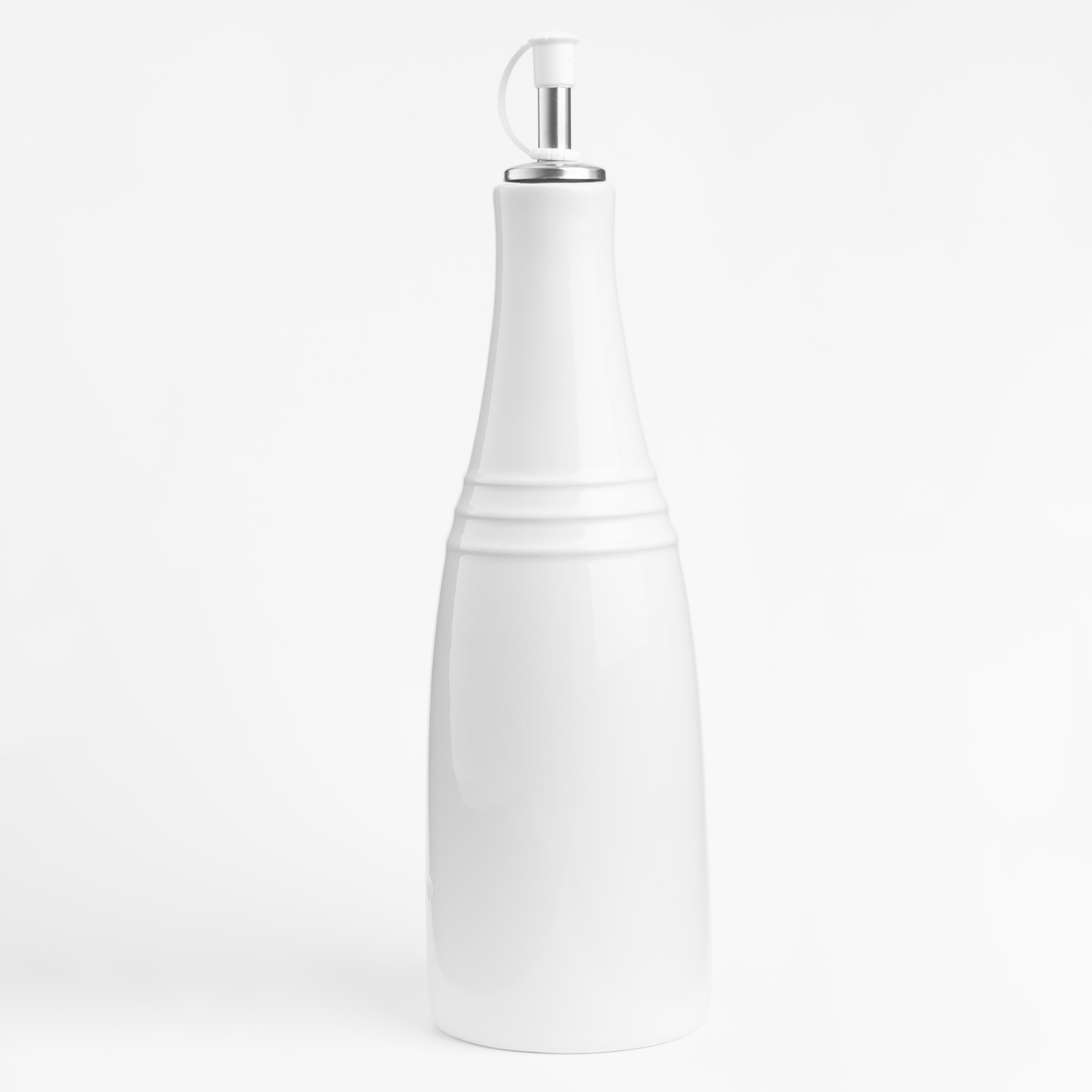Бутылка для масла или уксуса, 450 мл, с дозатором, керамика/сталь, белая, Ceramo изображение № 3