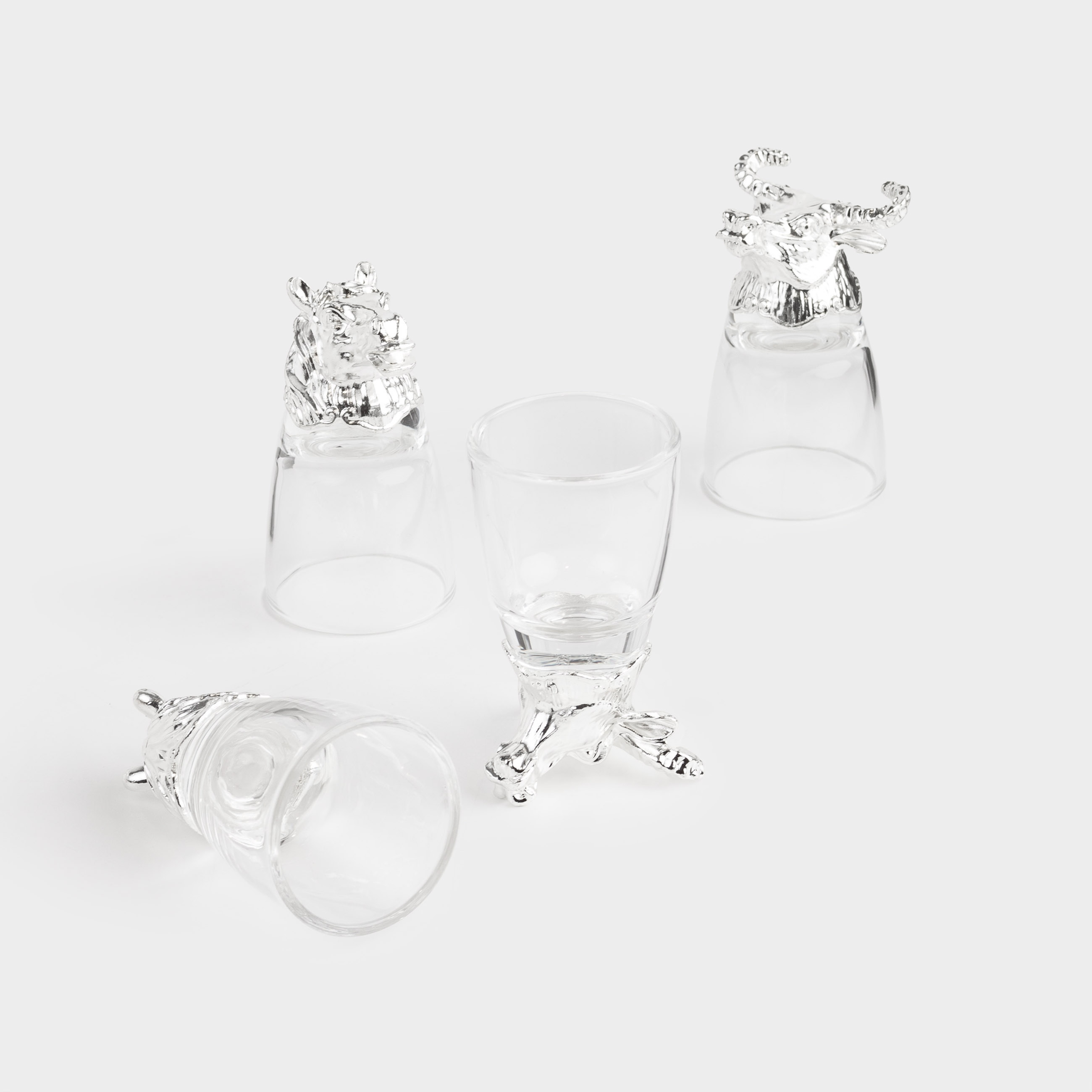 Стопка для водки 50 мл 4 шт в кожаном кейсе стеклометалл Бык и лошадь Bar 2990₽