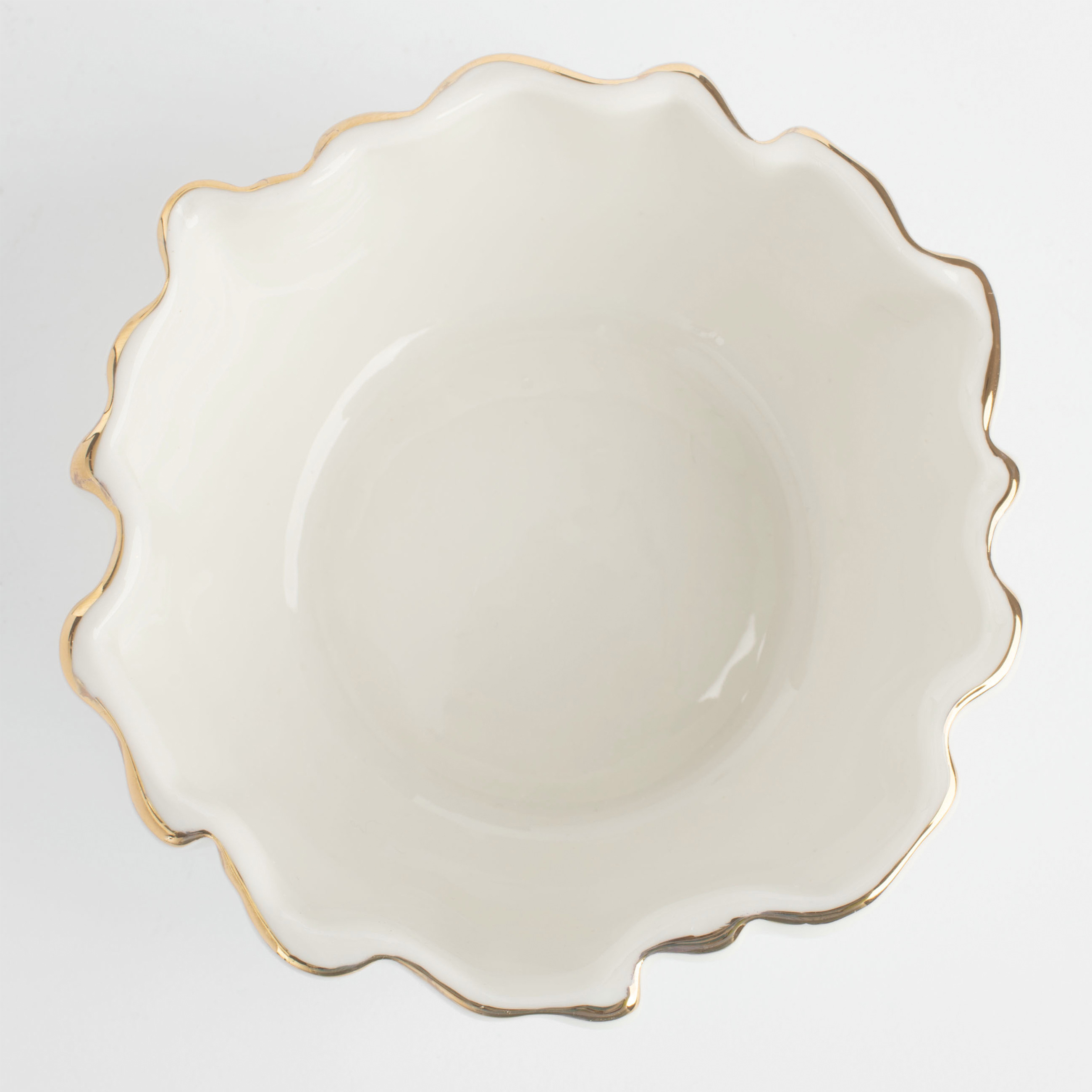 Пиала, 12х5 см, 230 мл, фарфор P, с золотистым кантом, Мятый эффект, Crumple gold, image-3