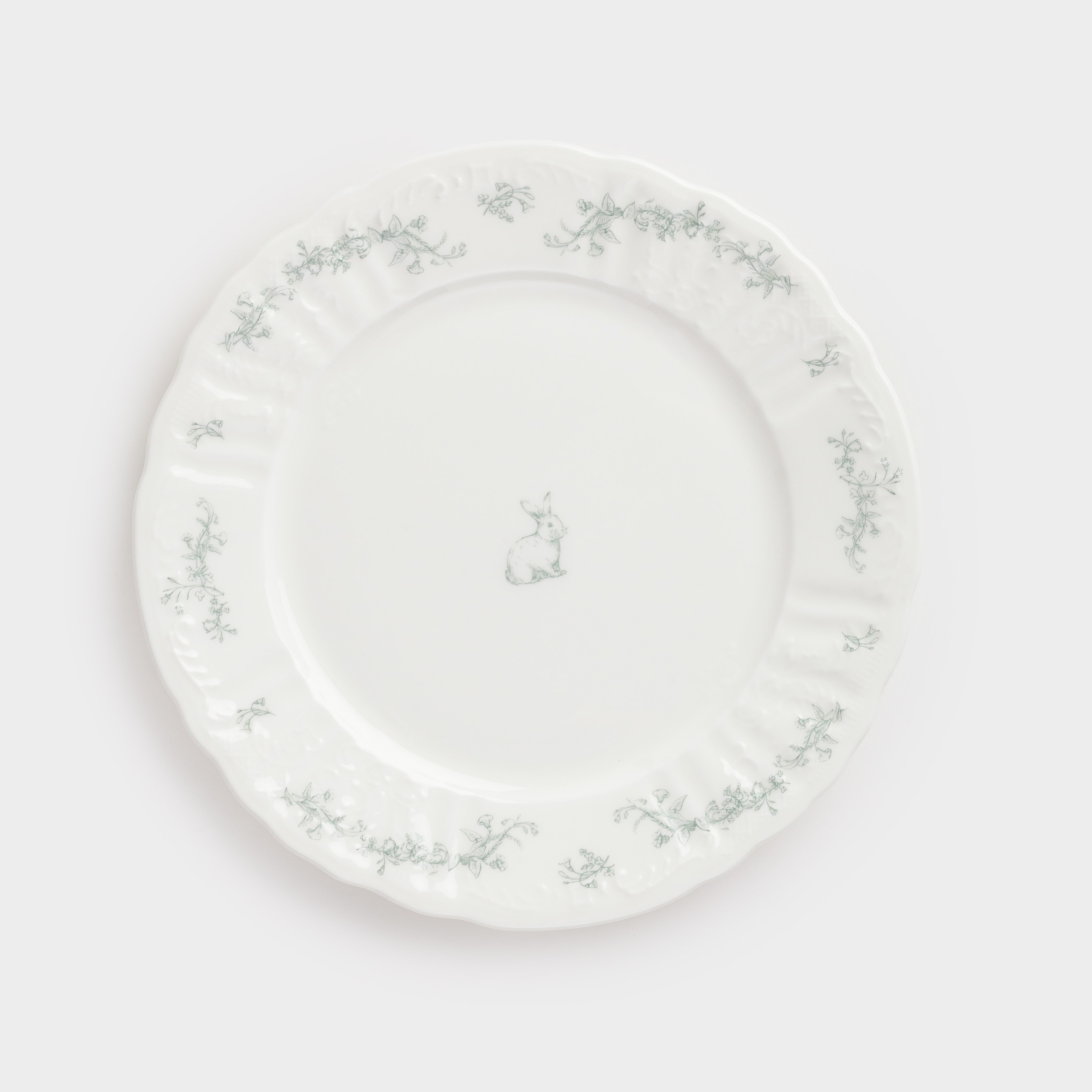 Тарелка закусочная, 20 см, фарфор Fine Bone China, белая, Кролик и цветы, Easter blooming, image-0