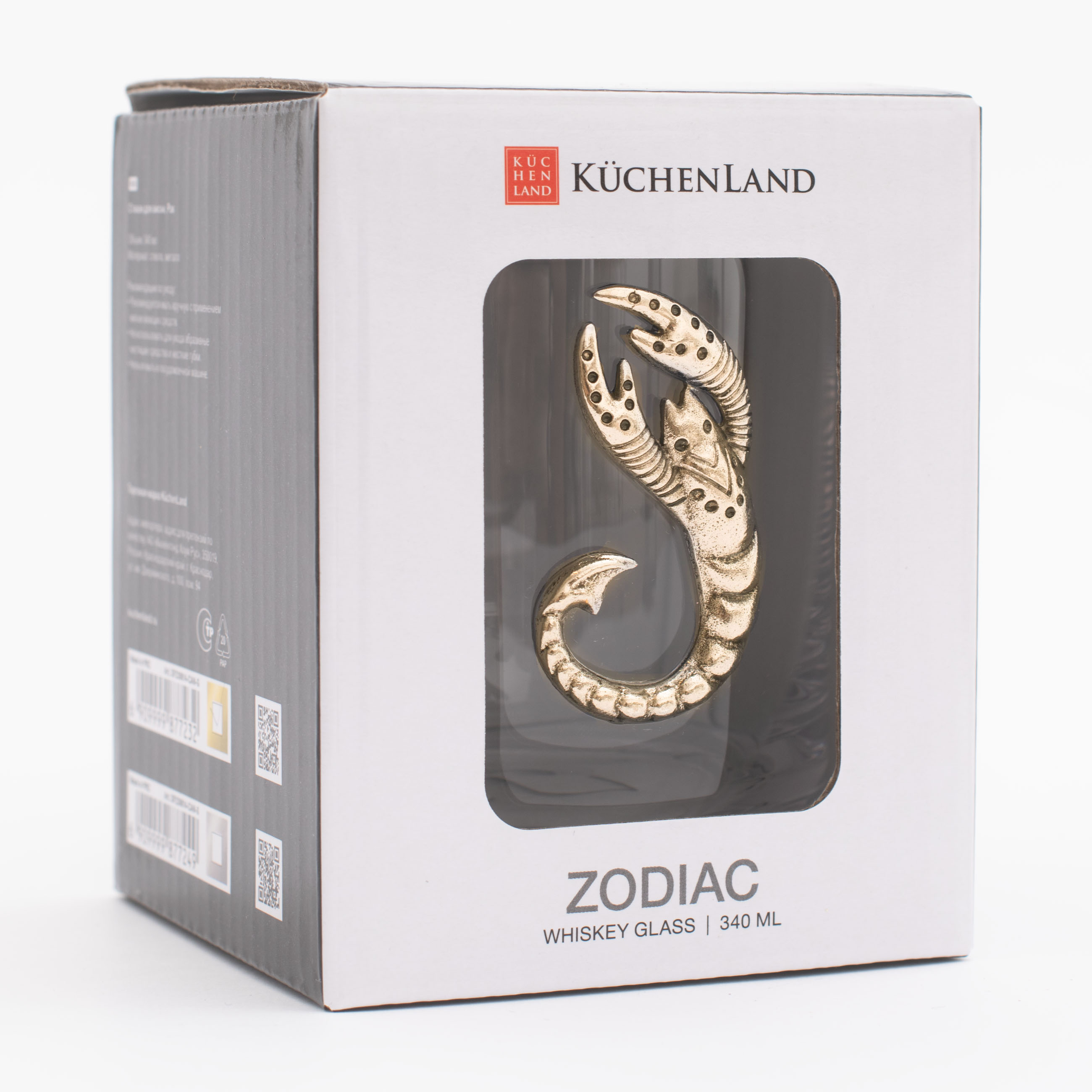 Стакан для виски, 10 см, 340 мл, стекло/металл, золотистый, Скорпион, Zodiac, image-5